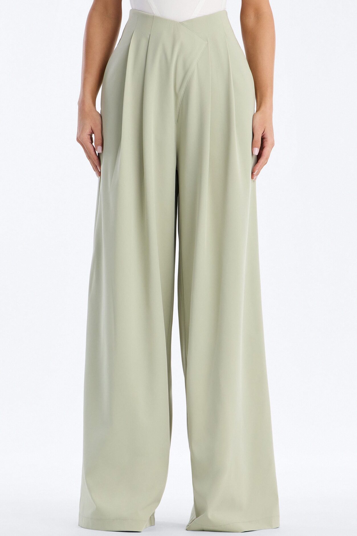 About Time Wide Leg Trousers - Sage