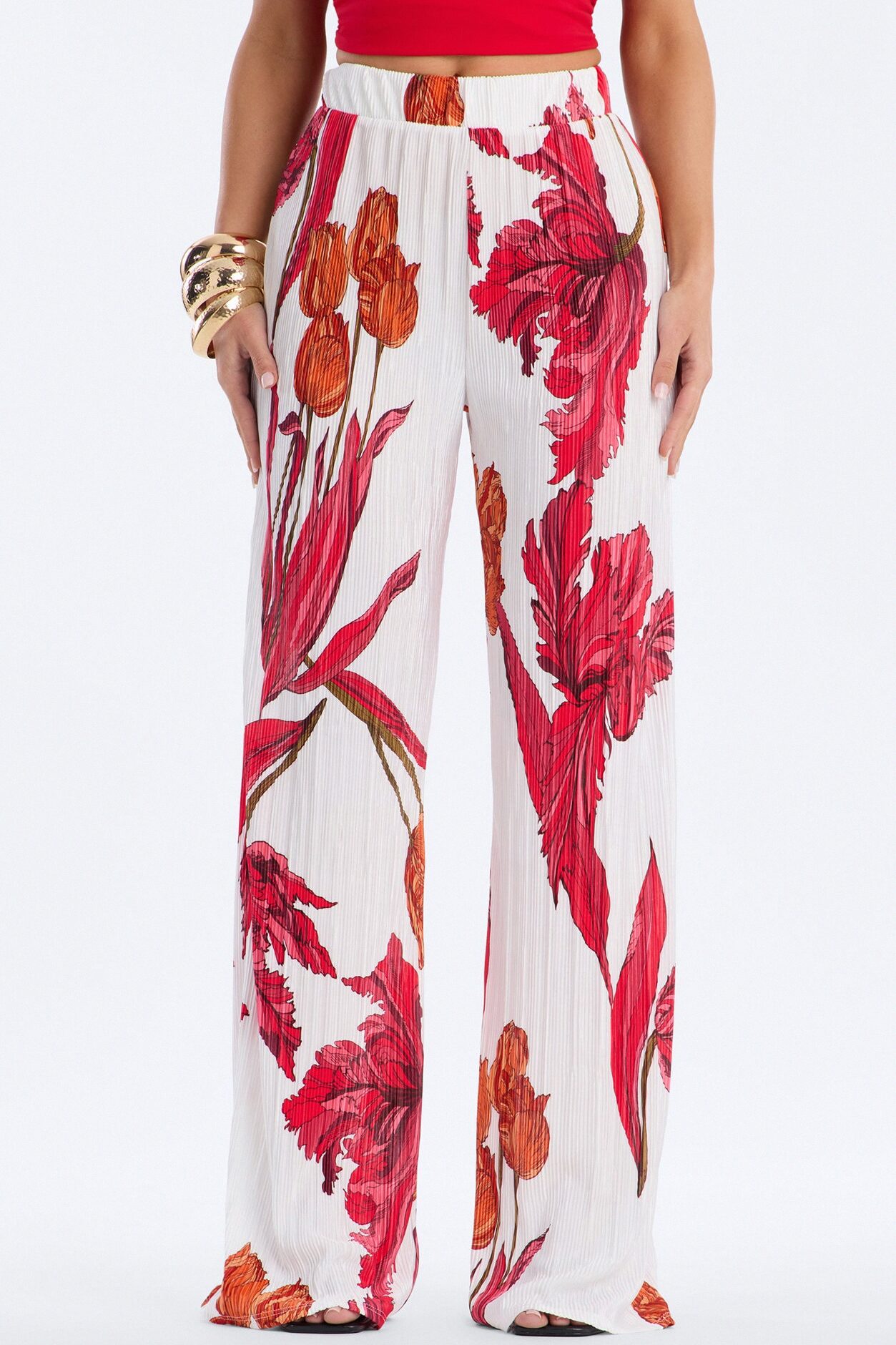 Pure Bliss Printed Plisse Pant - Ivory/combo