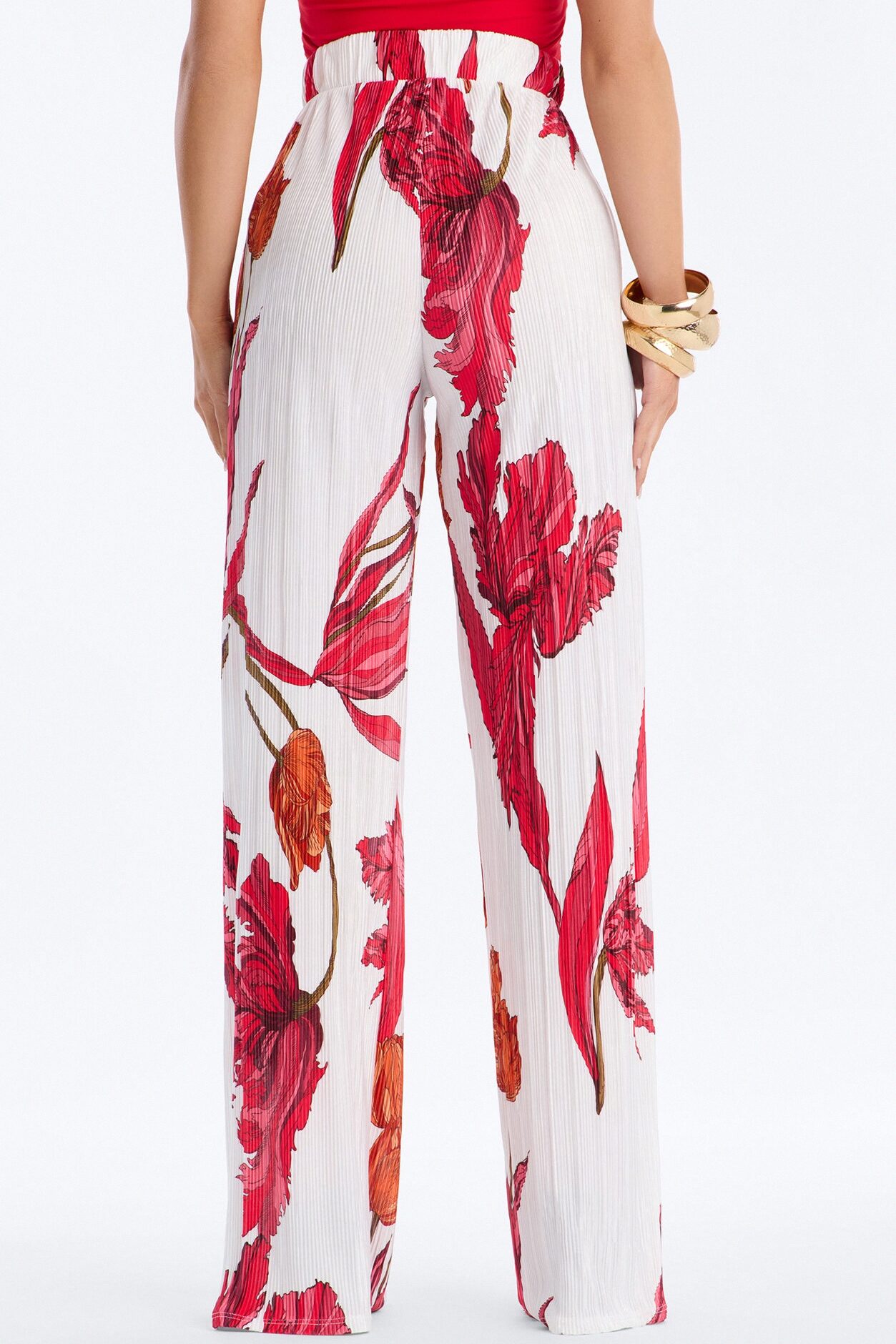 Pure Bliss Printed Plisse Pant - Ivory/combo