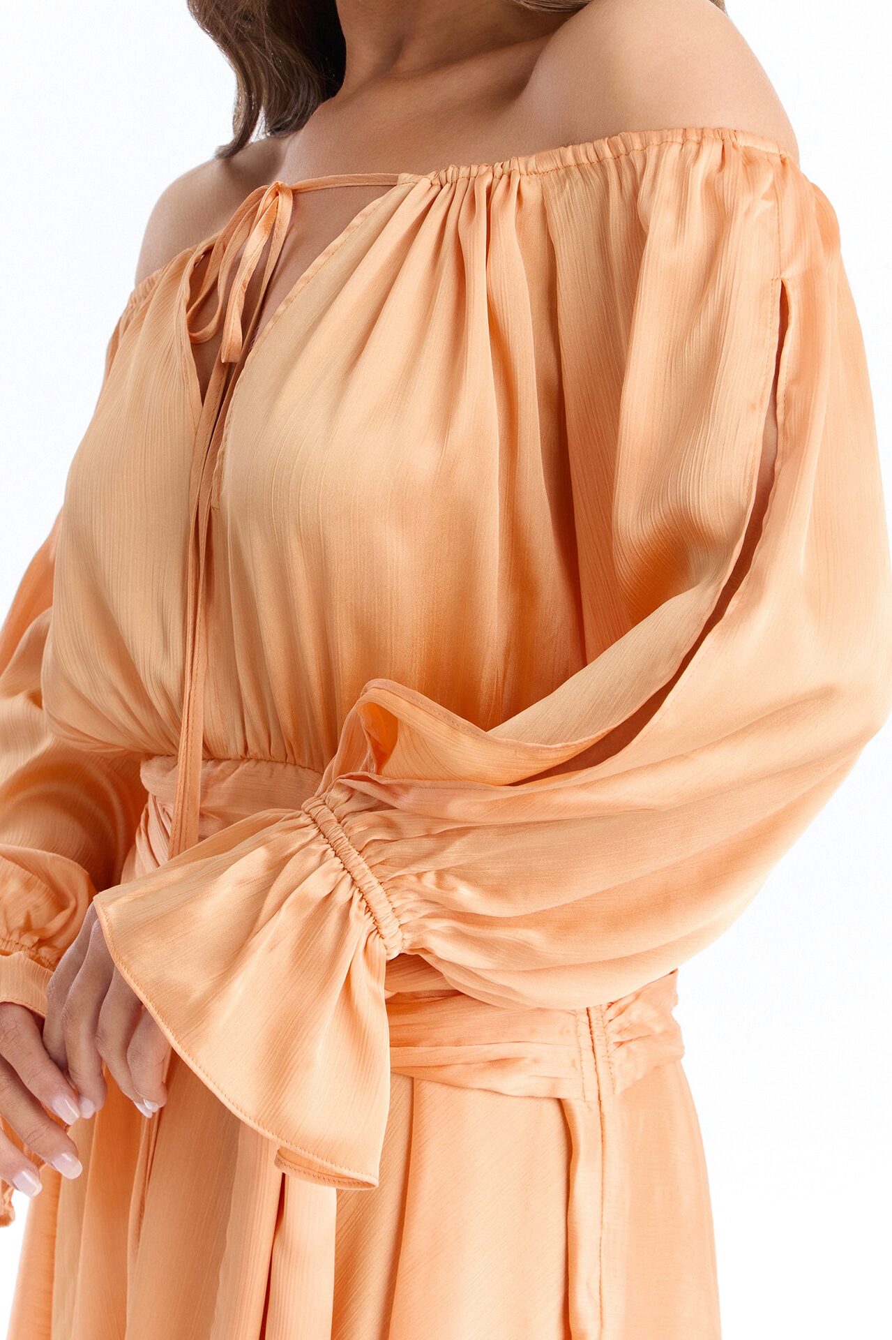 Amy Asymmetrical Metallic Mini Dress - Orange