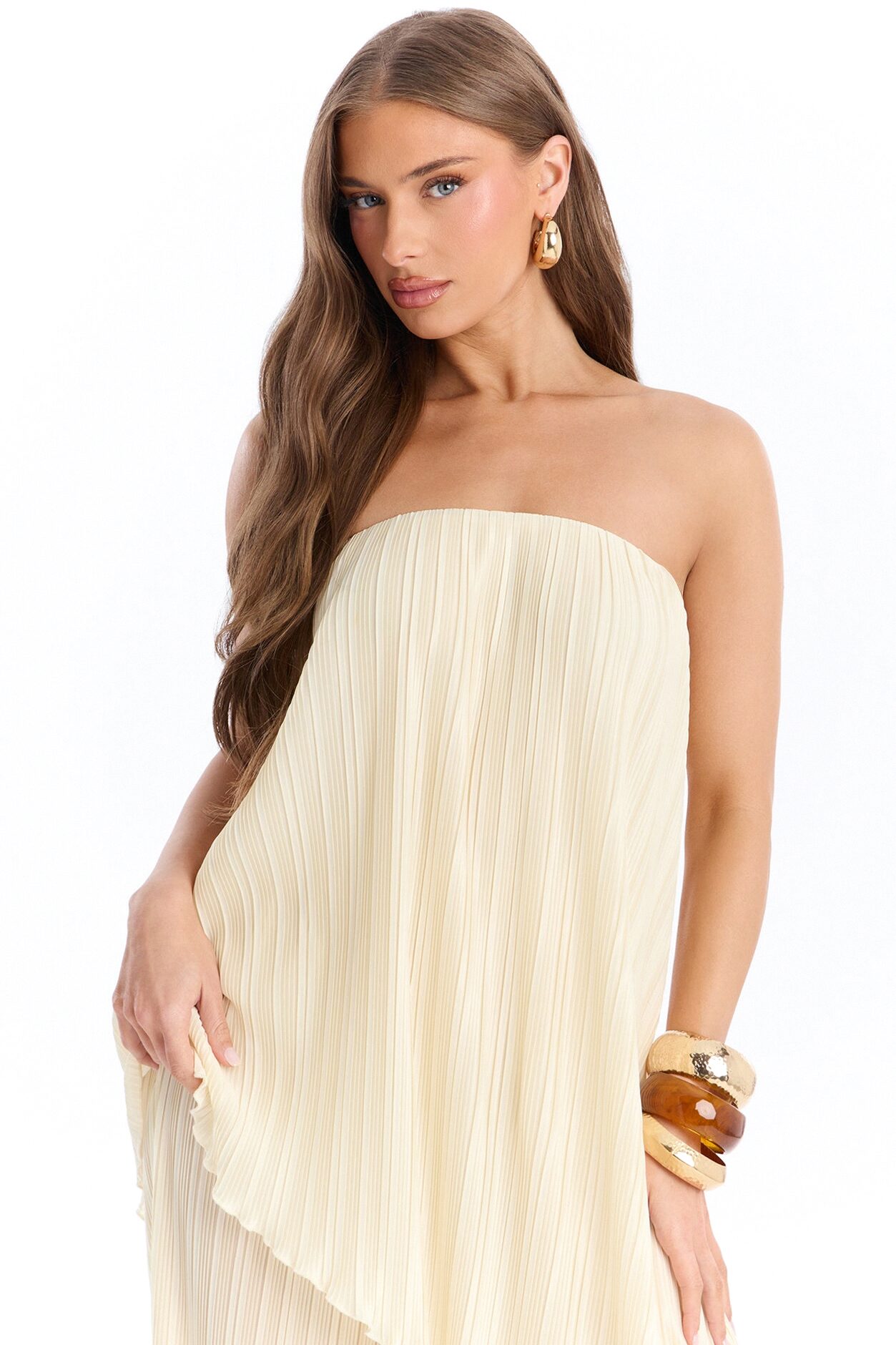 Rian Plisse Draped Jumpsuit - Cream