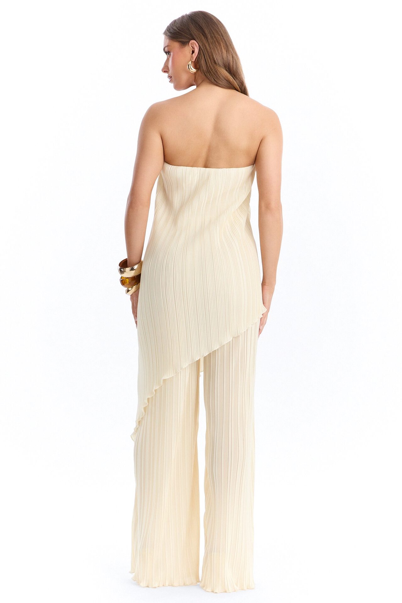Rian Plisse Draped Jumpsuit - Cream