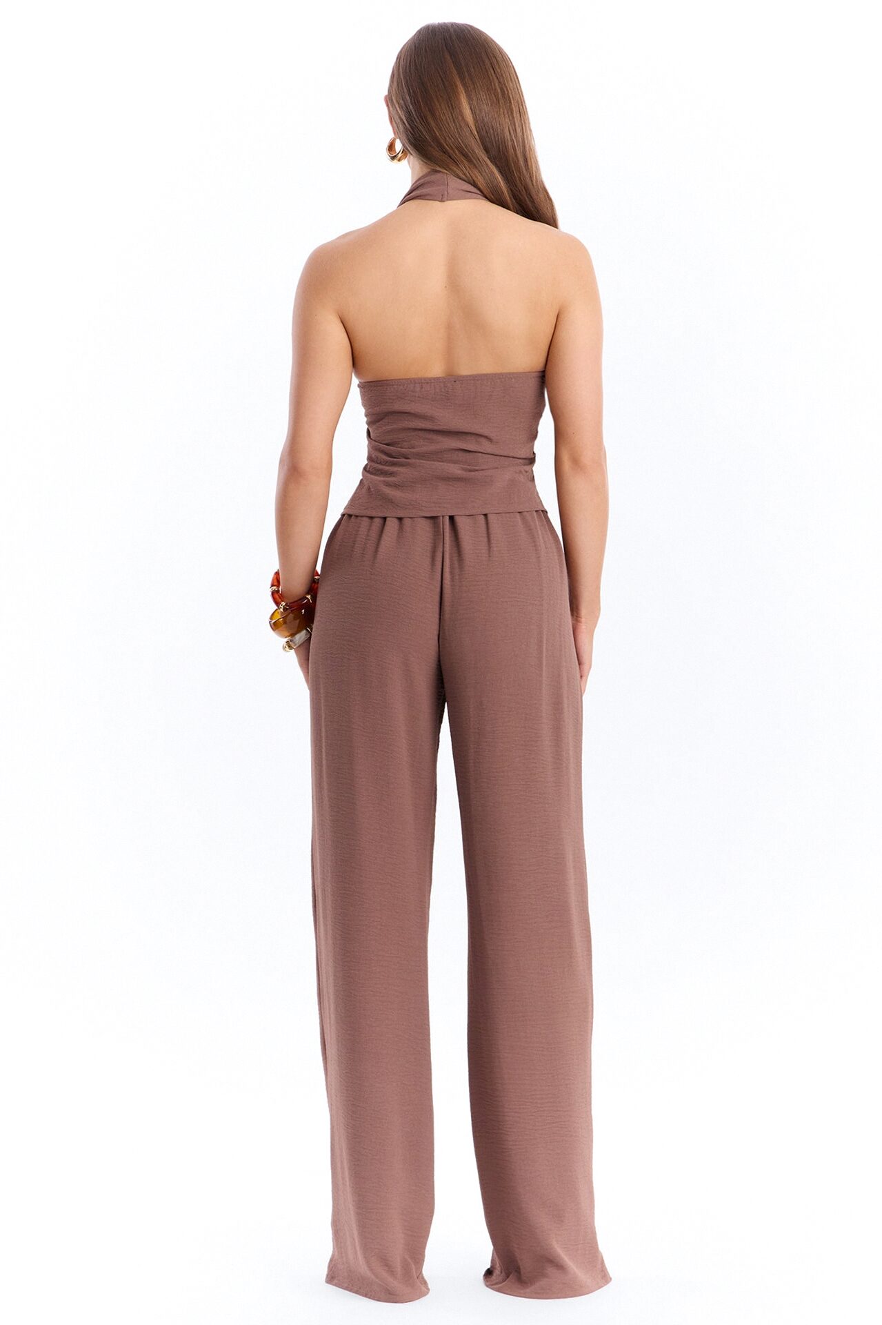Natalie Halter Cowl Pant Set - Mocha