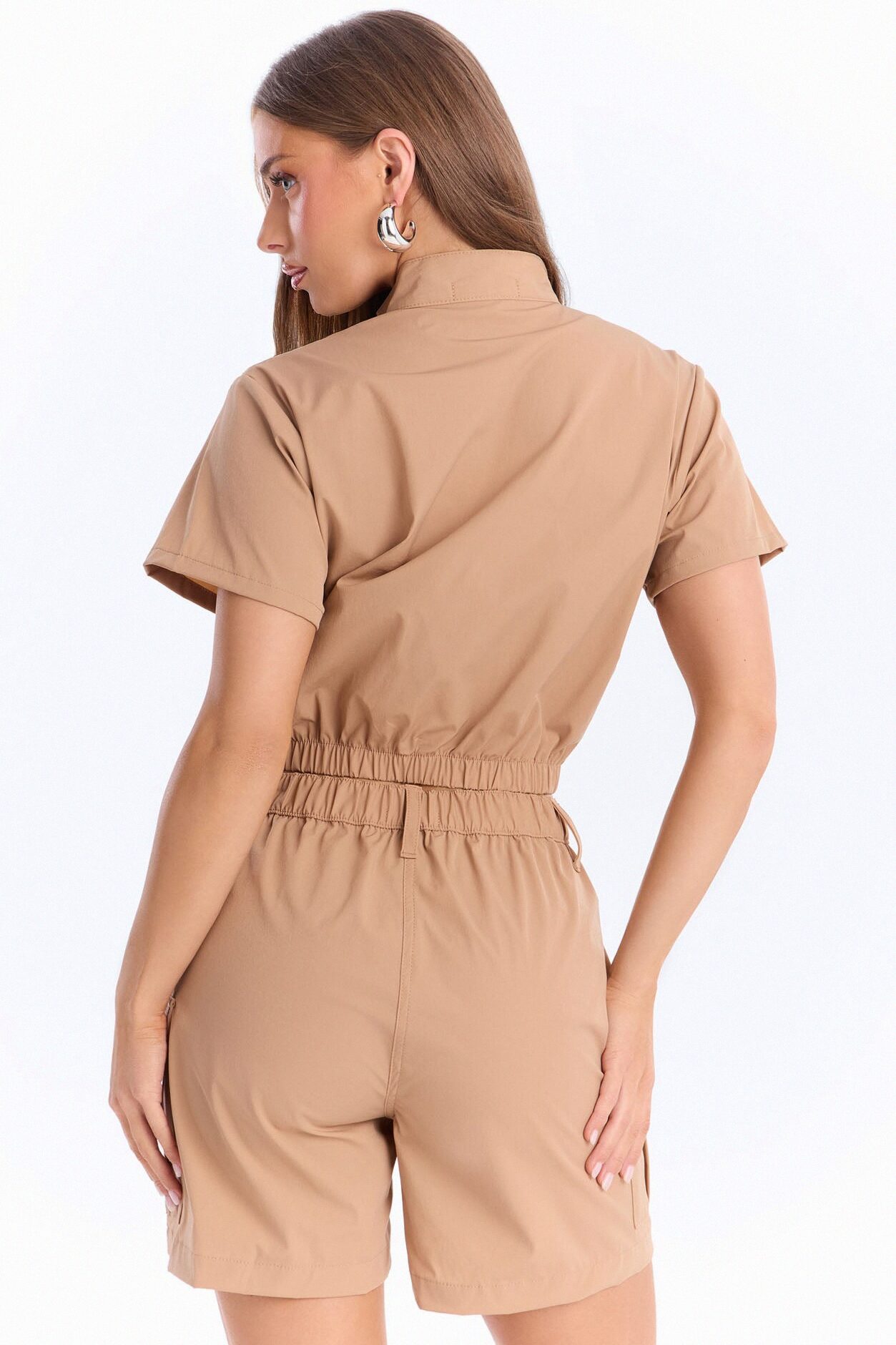Nessa Nylon Cargo Short Set - Tan