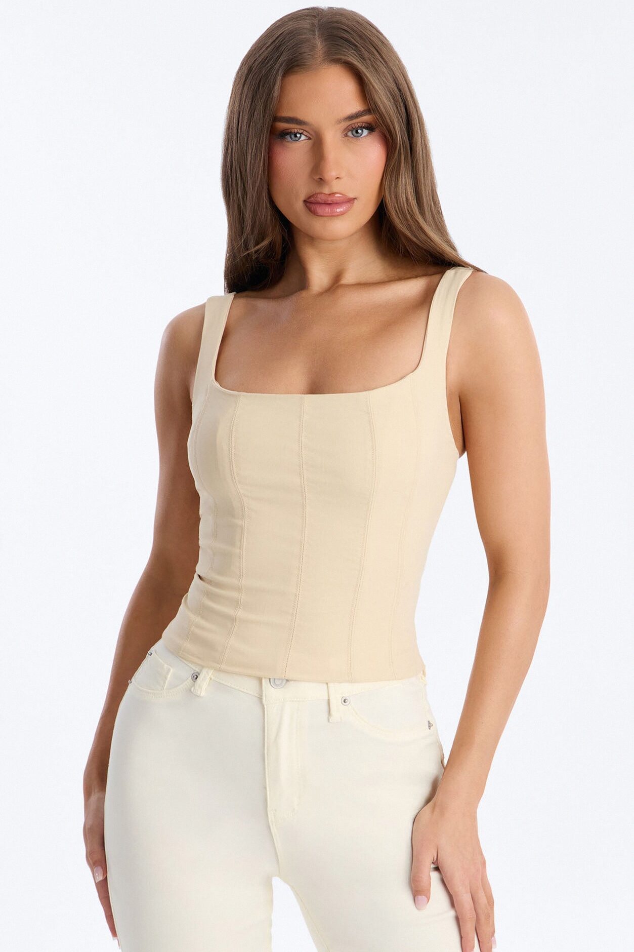 Classic Babe Smocked Tank Top - Beige