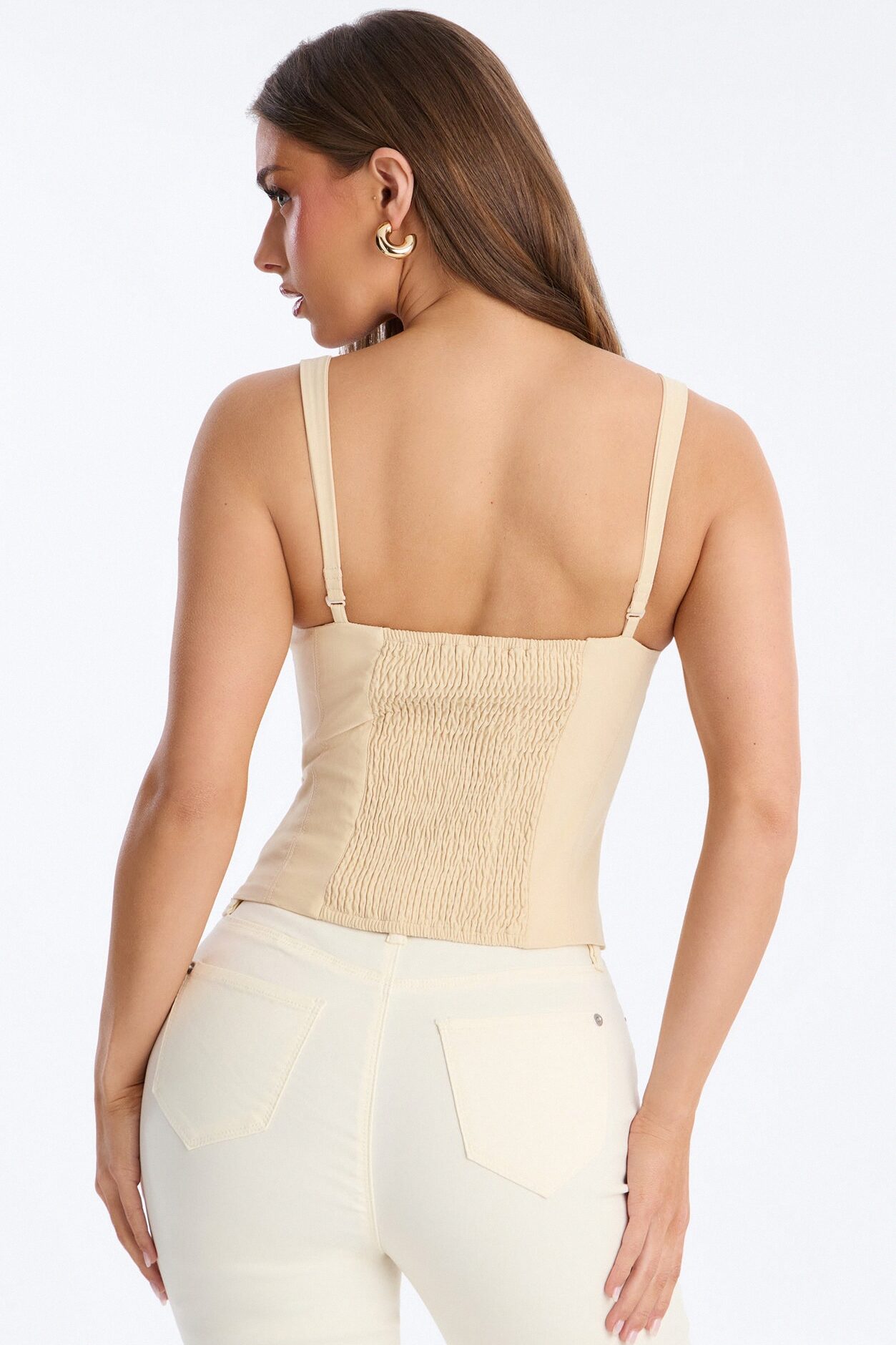 Classic Babe Smocked Tank Top - Beige