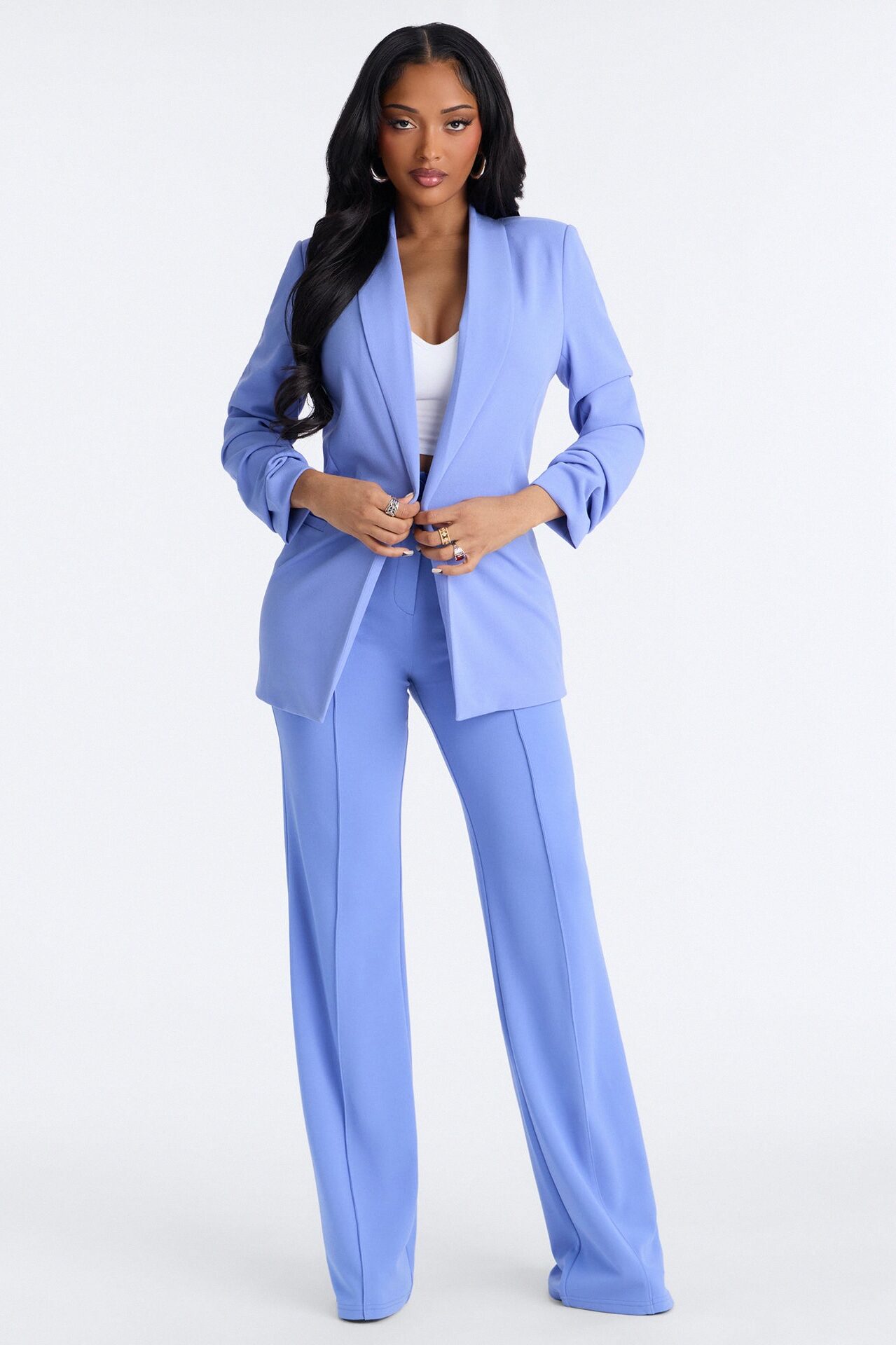 Heidi Wide Leg Trouser Pant - Periwinkle