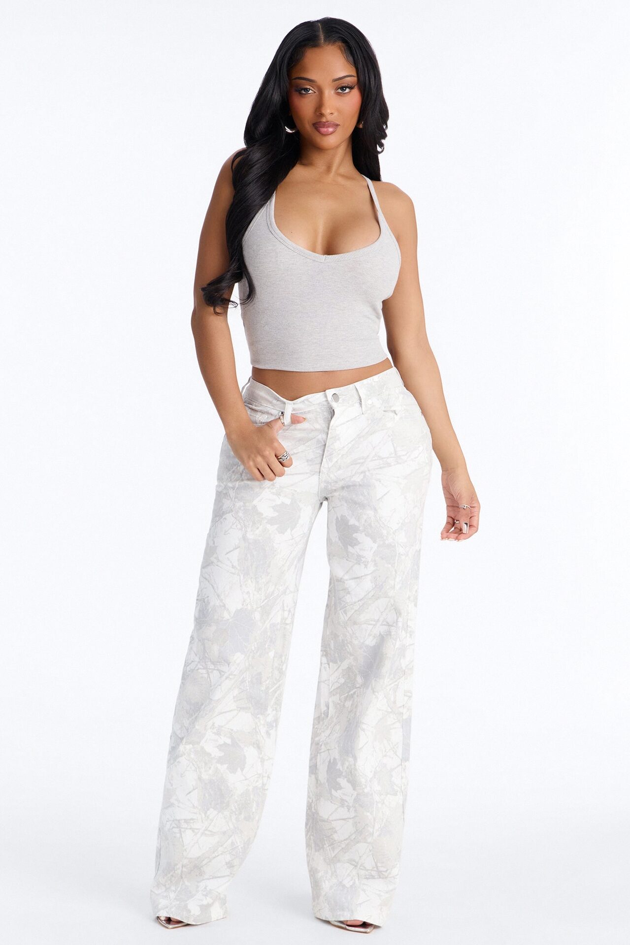 Raffi Mid Rise Camouflage Pant 33″ - Ivory/combo