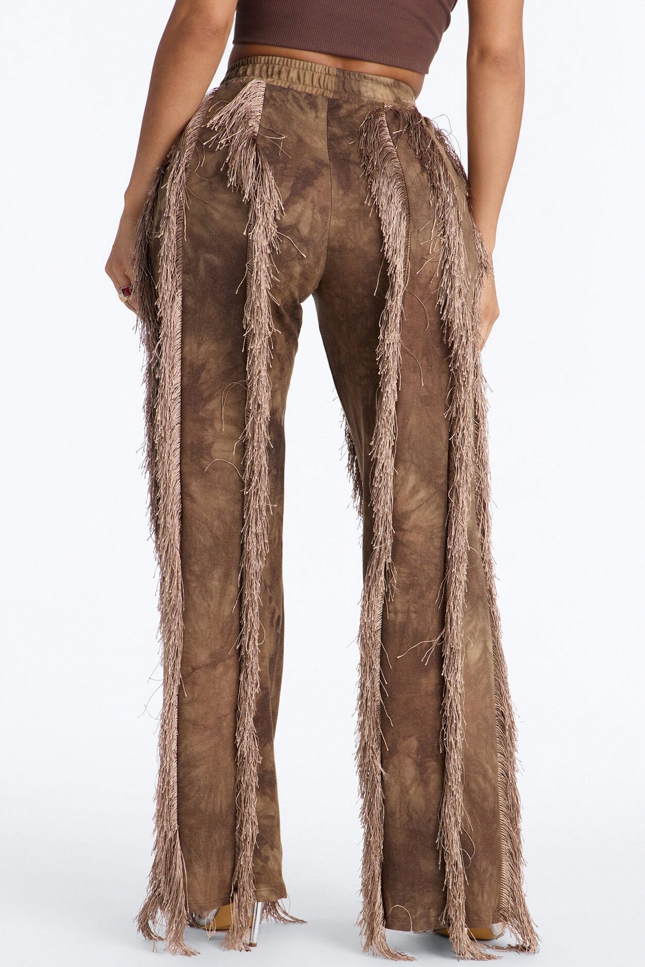 Show Me Something Fringe Wide Leg Pant 33″ - Brown