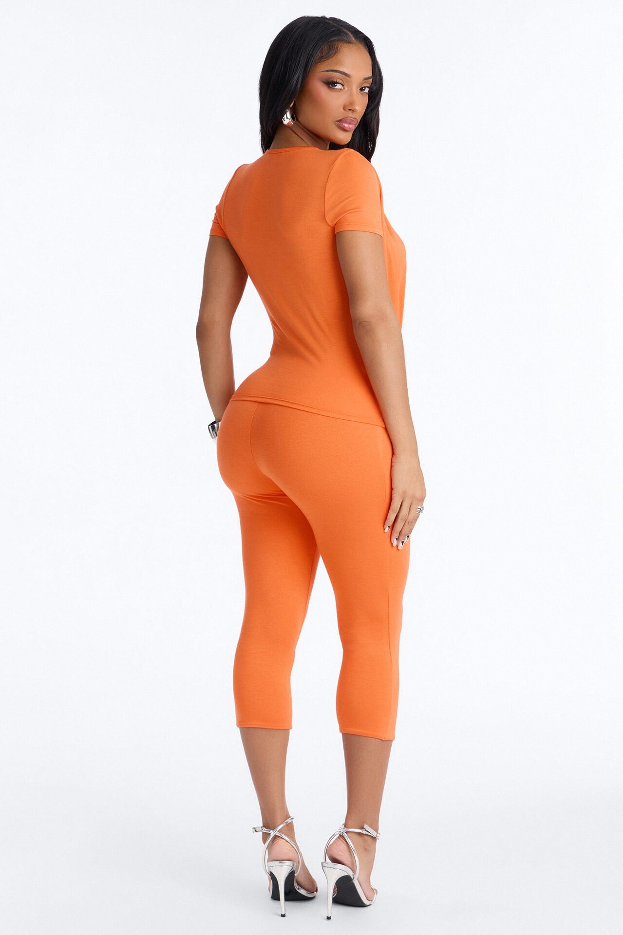 Priscilla Plunge Capri Set - Orange