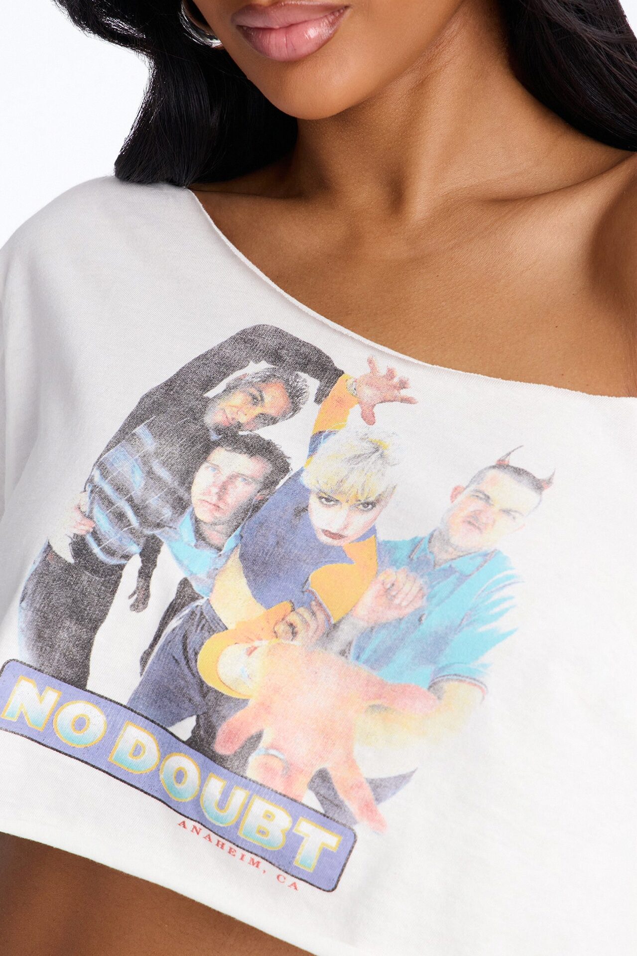No Doubt Off Shoulder Cropped Tee - Cream