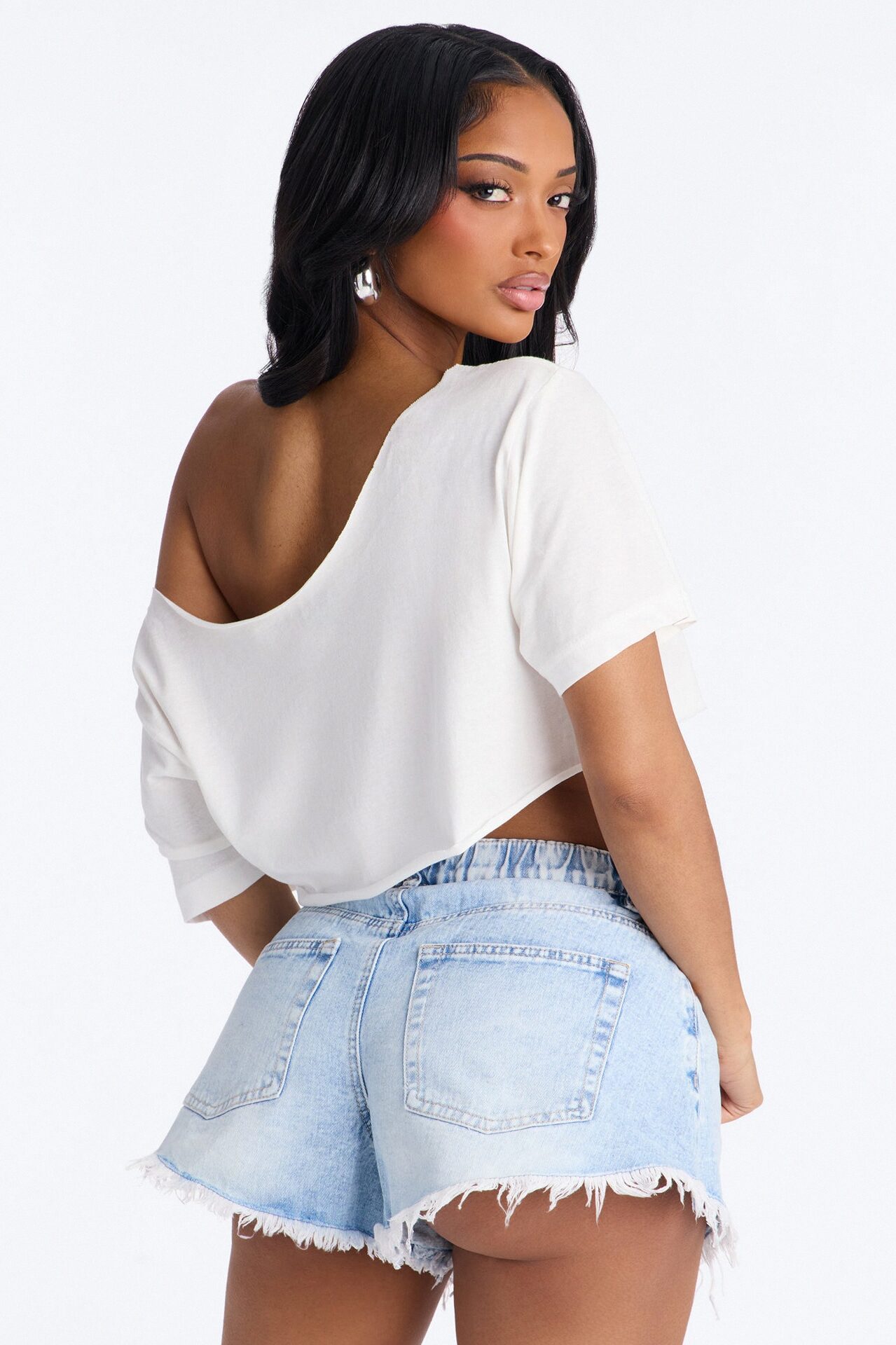 No Doubt Off Shoulder Cropped Tee - Cream