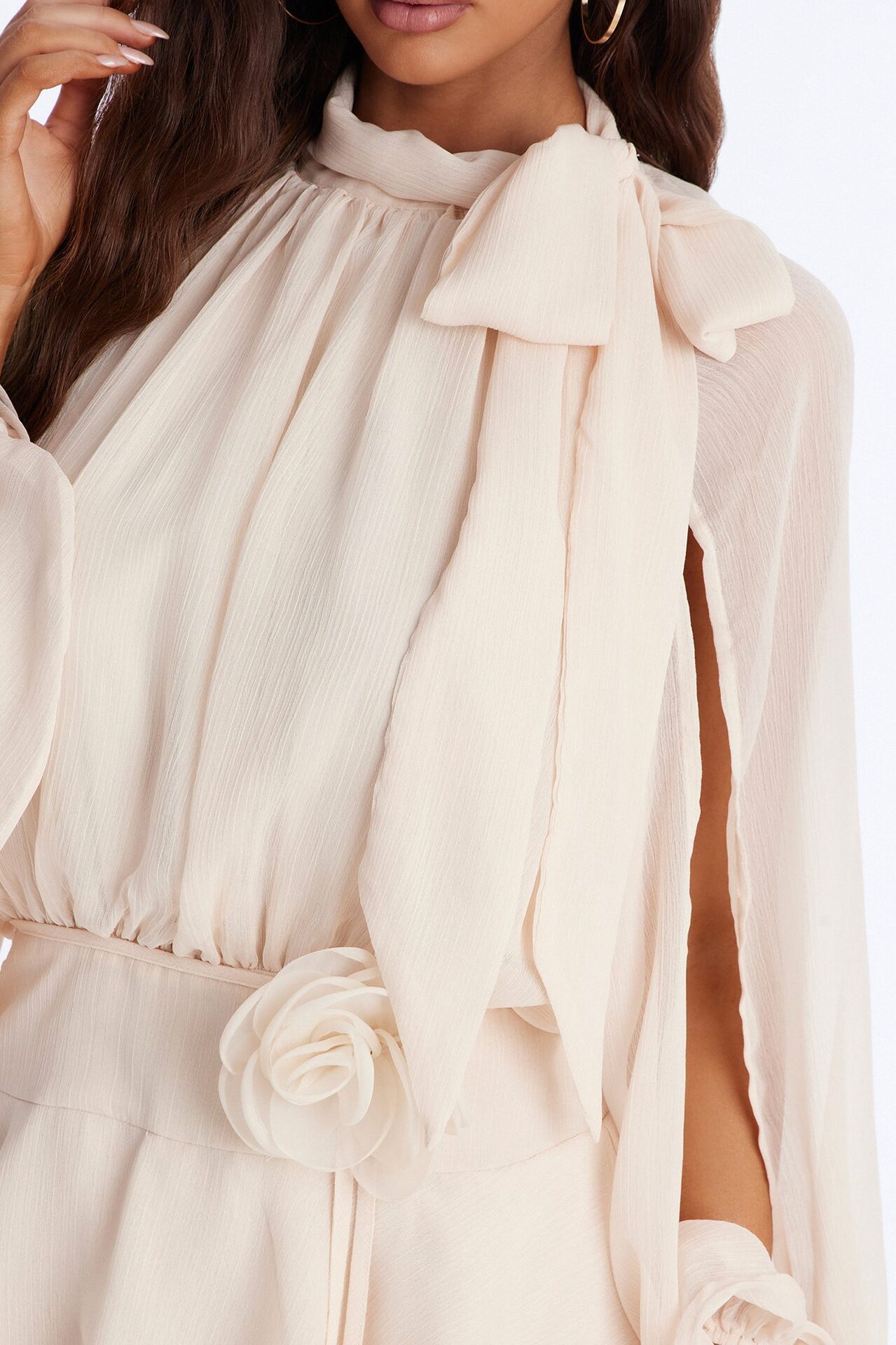 Genevieve Chiffon Ruffle Romper - Peach