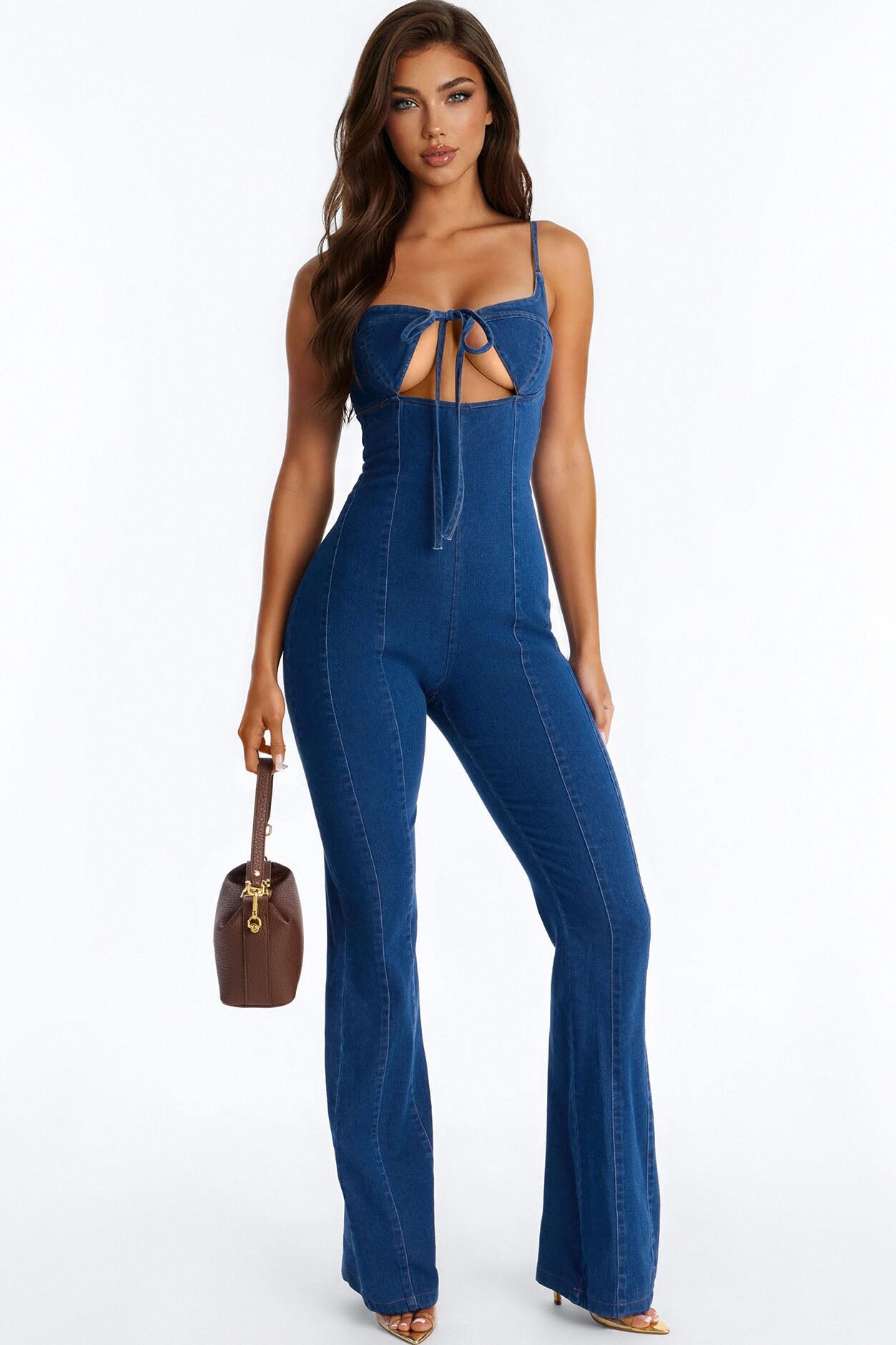 Linda Denim Flare Leg Jumpsuit - Medium Wash
