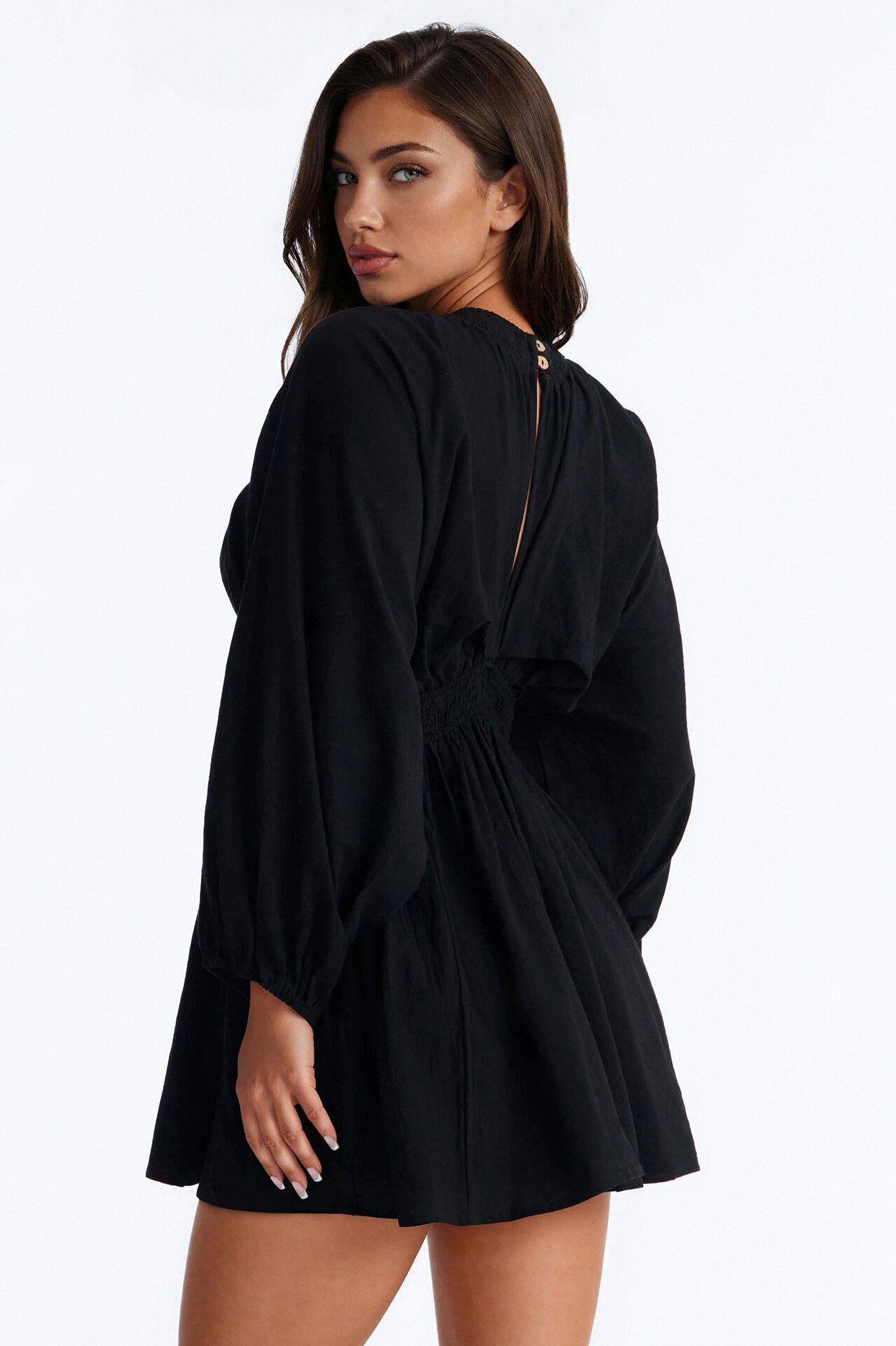 Rory Poplin Mini Dress - Black
