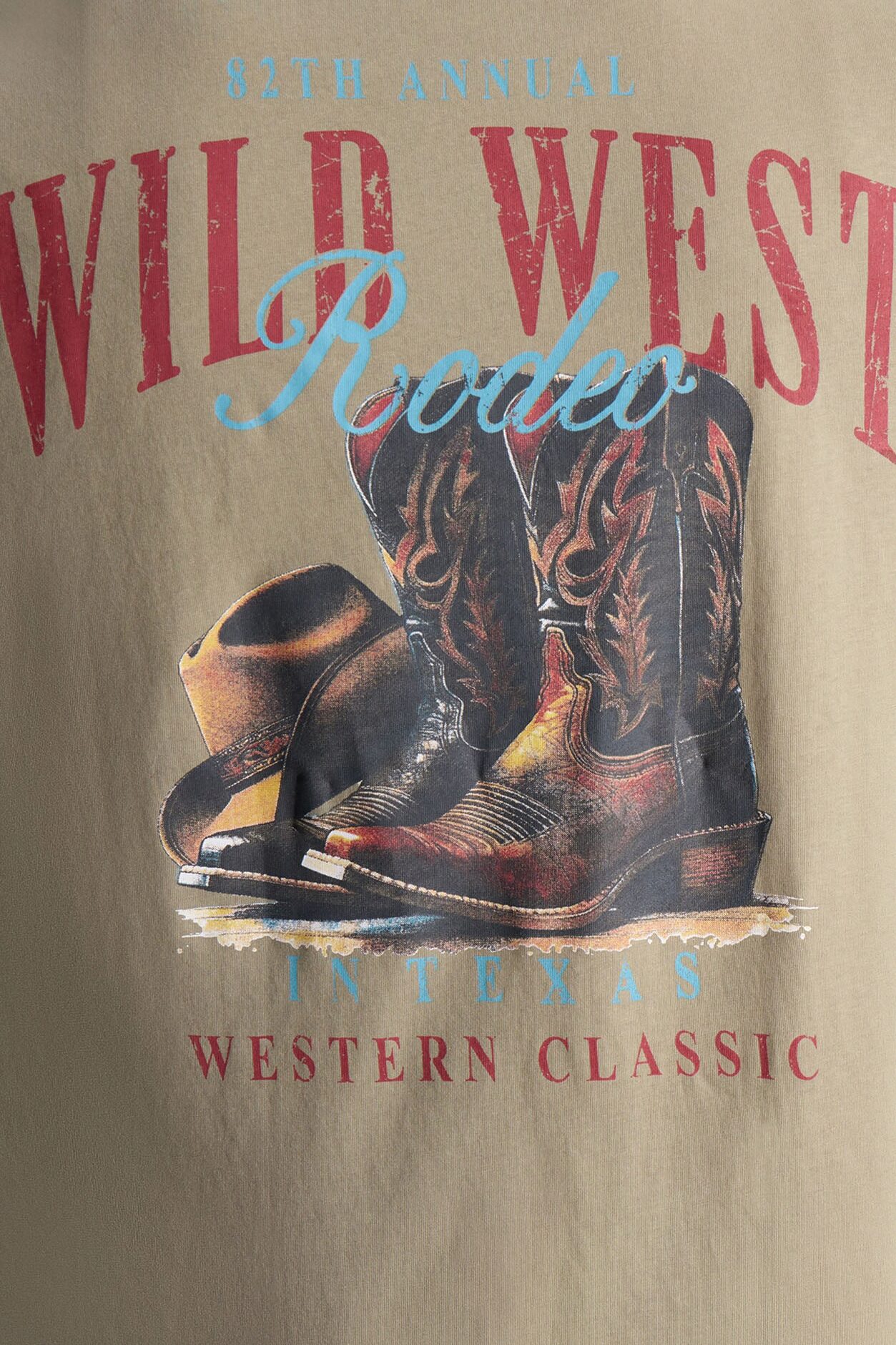 Wild West Rodeo Oversized Short Sleeve Tee - Olive