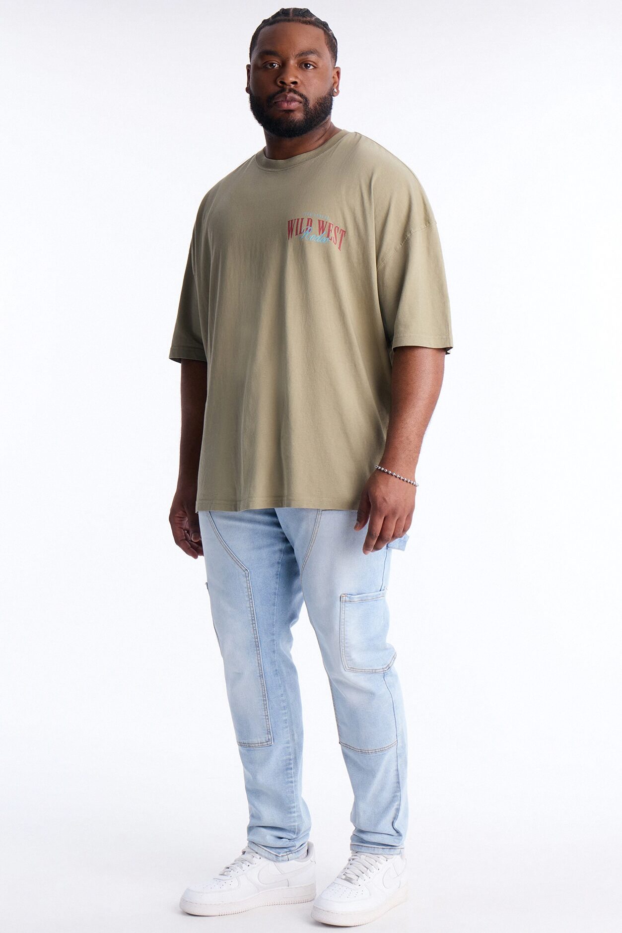 Wild West Rodeo Oversized Short Sleeve Tee - Olive