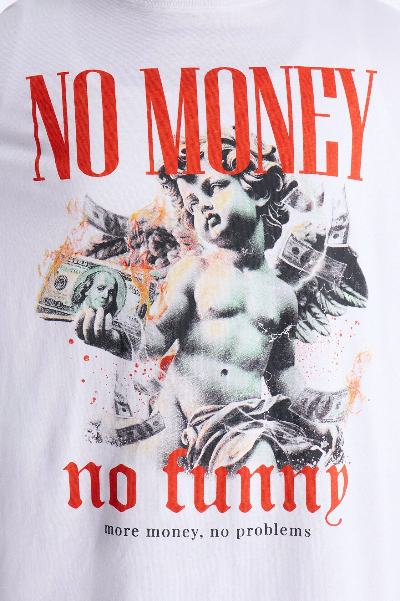 No Money No Funny Oversized Short Sleeve Tee - White