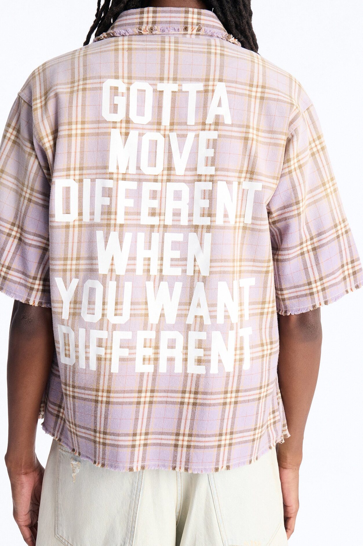 Cropped Gotta Move Flannel Button Up Shirt - Purple