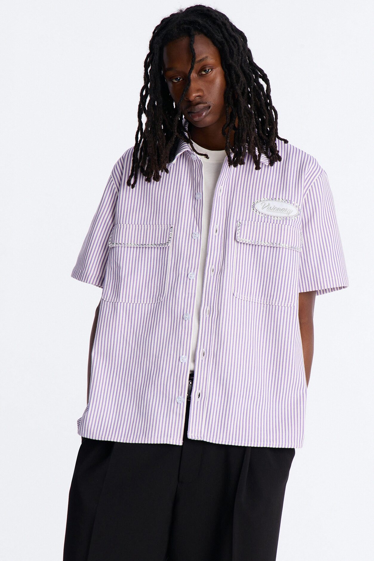 Diamante Trim Mechanic Shirt - Purple