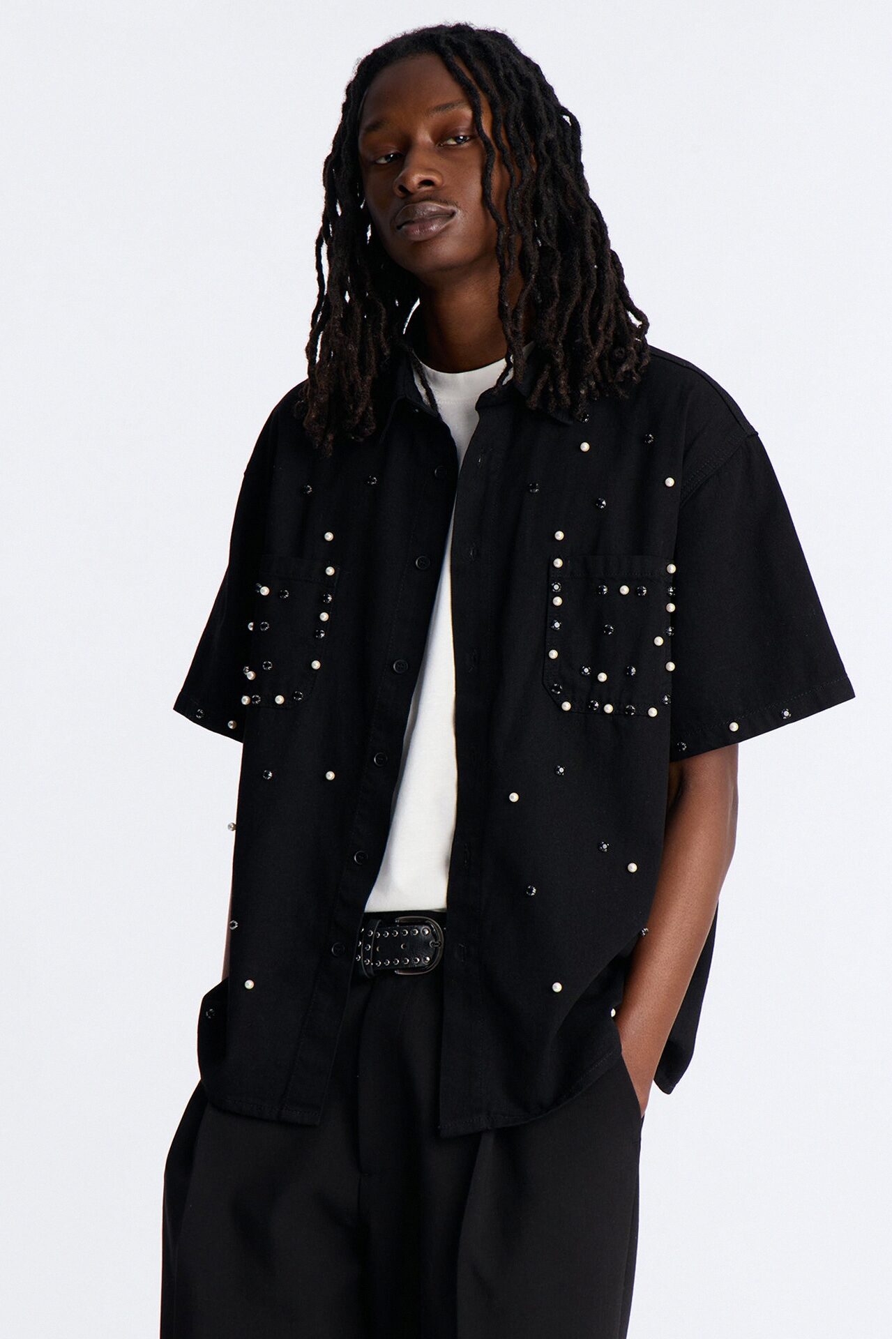 Apex Stud Button Up Shirt - Black