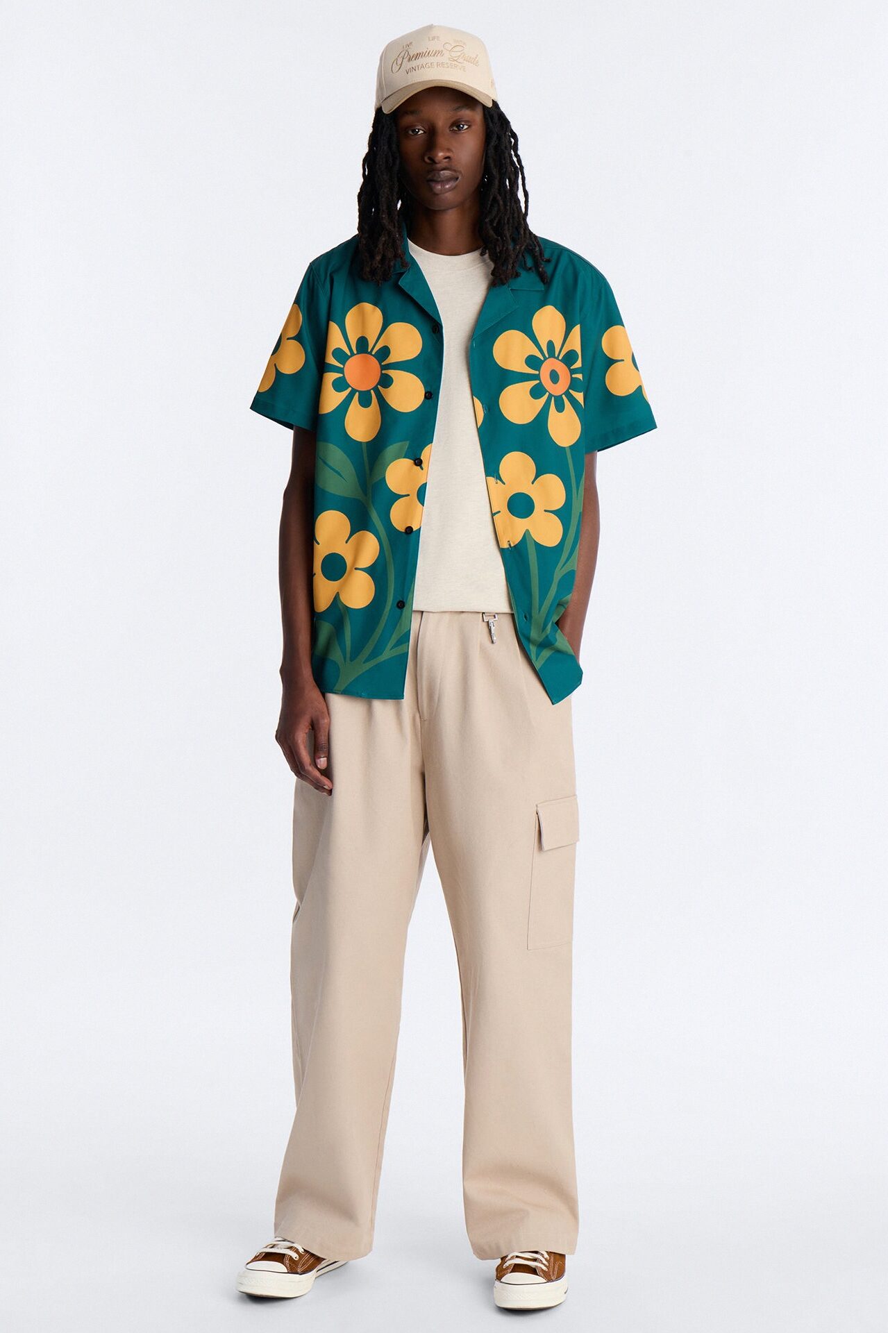 Relaxed Forest Bloom Button Up Shirt - Green