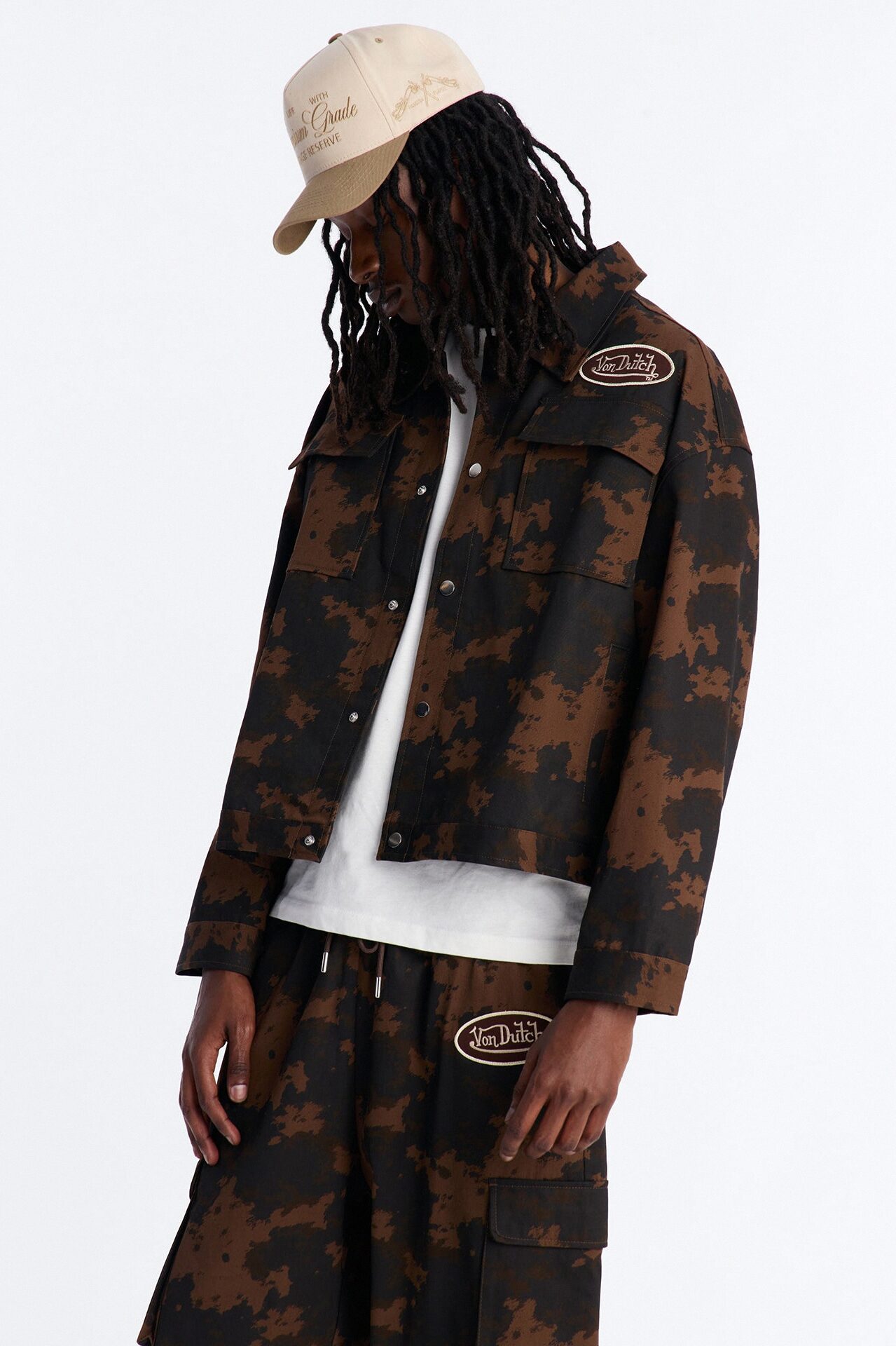 Von Dutch Rodeo Faux Pony Hair Work Jacket - Brown