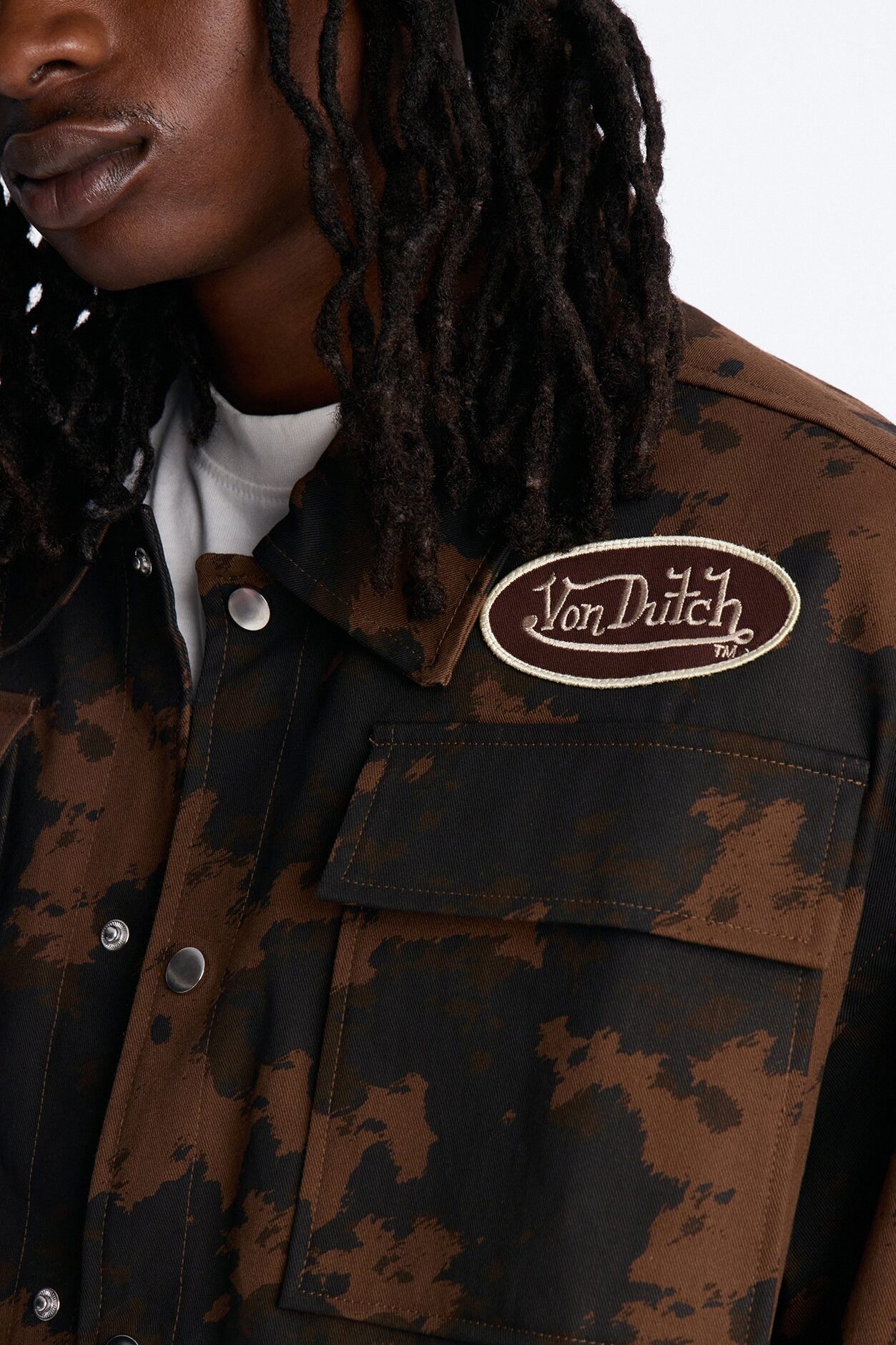 Von Dutch Rodeo Faux Pony Hair Work Jacket - Brown