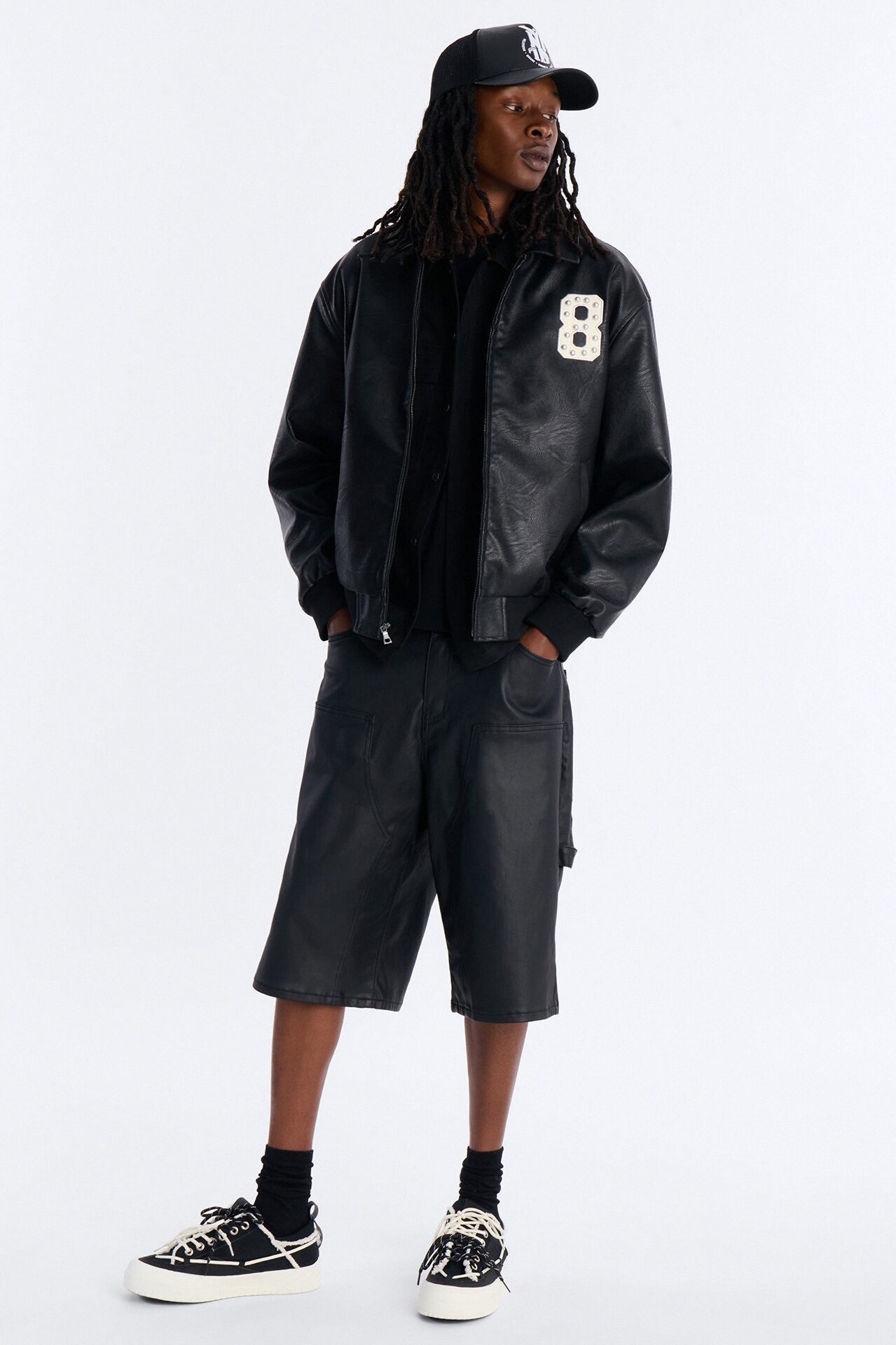 Baggy Liquid Coated Waxed Short - Black
