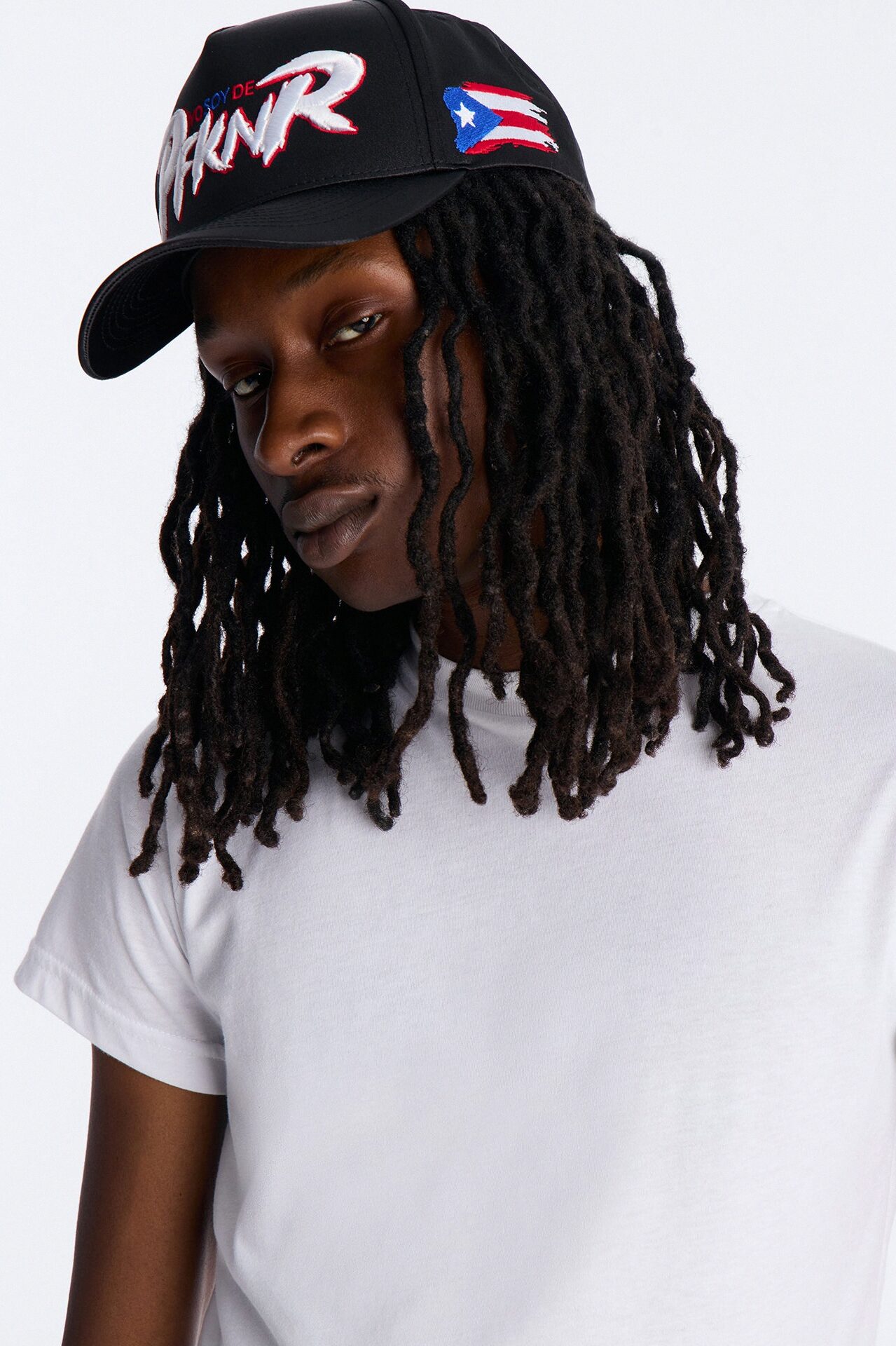 Puerto Rico Structured Satin Snapback Hat - Black