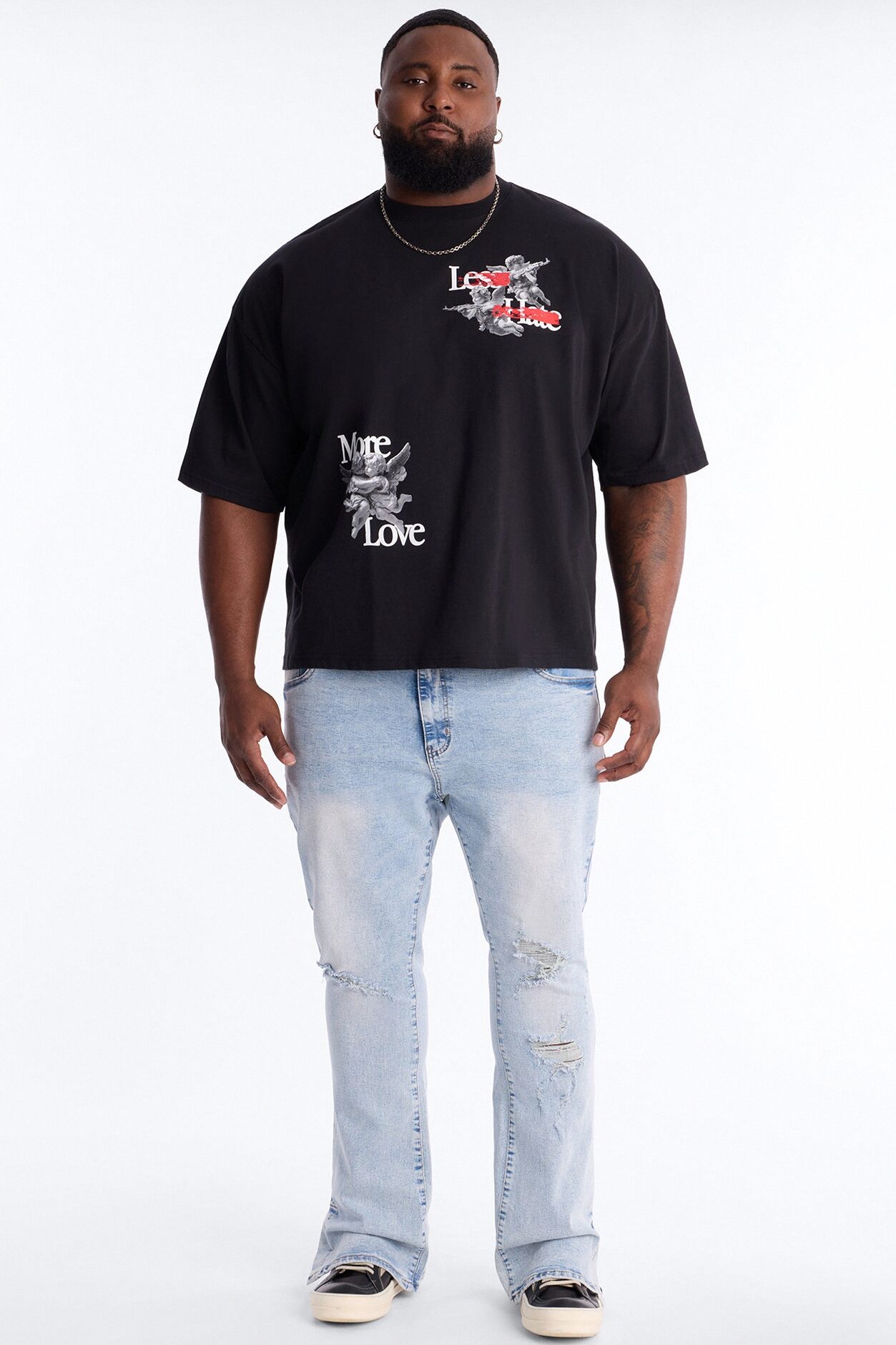 Less Hate More Love Boxy Short Sleeve Tee - Black