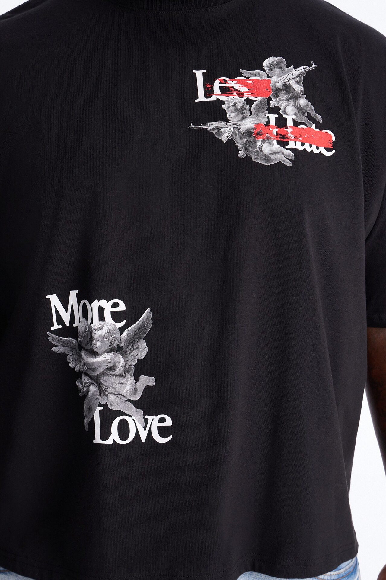 Less Hate More Love Boxy Short Sleeve Tee - Black