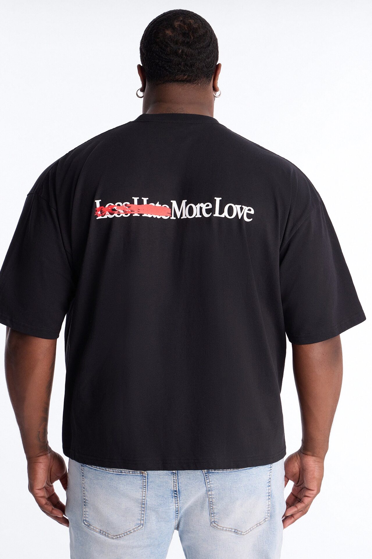 Less Hate More Love Boxy Short Sleeve Tee - Black
