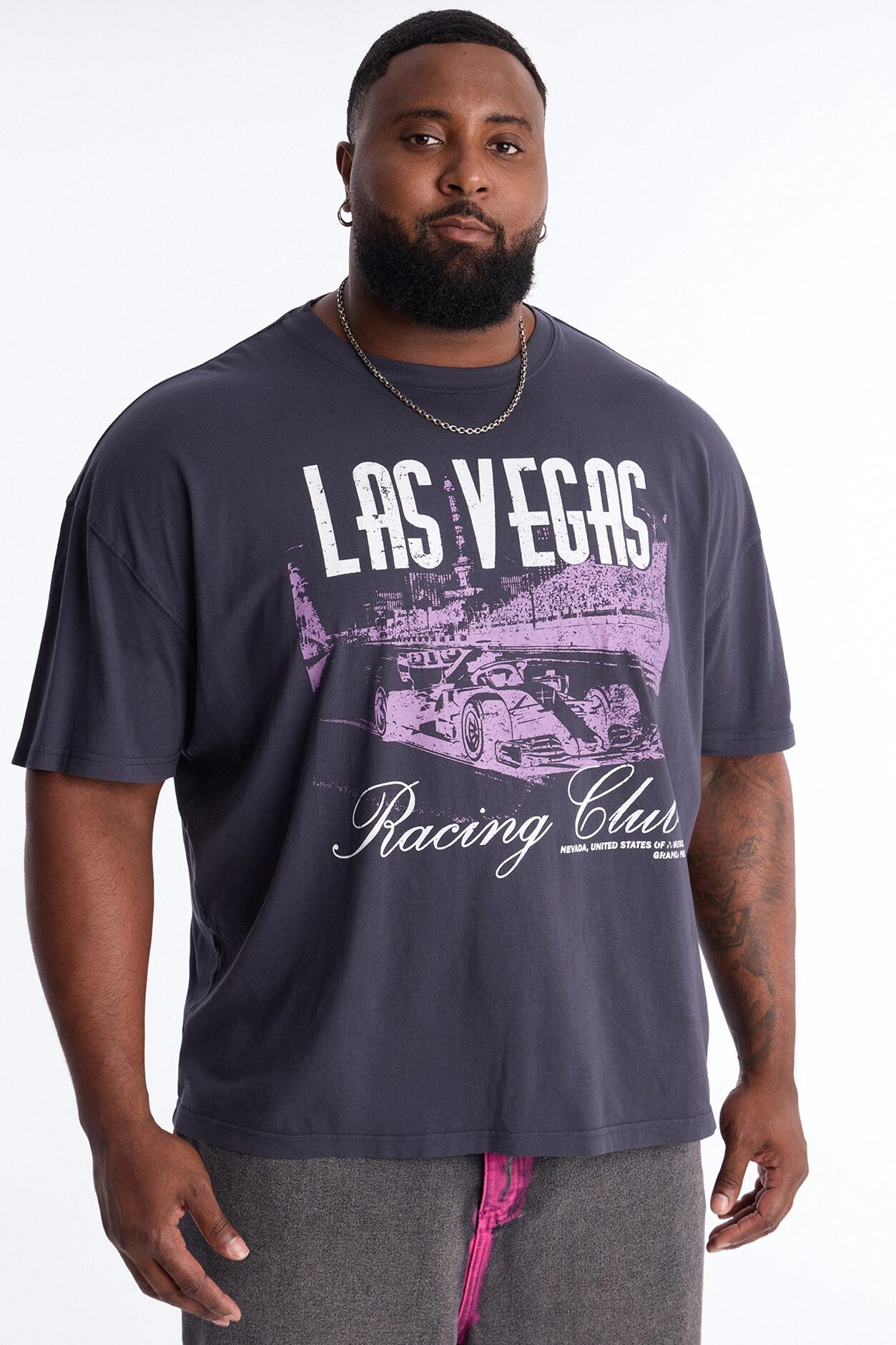 Las Vegas Racing Club Oversized Short Sleeve Tee - Navy