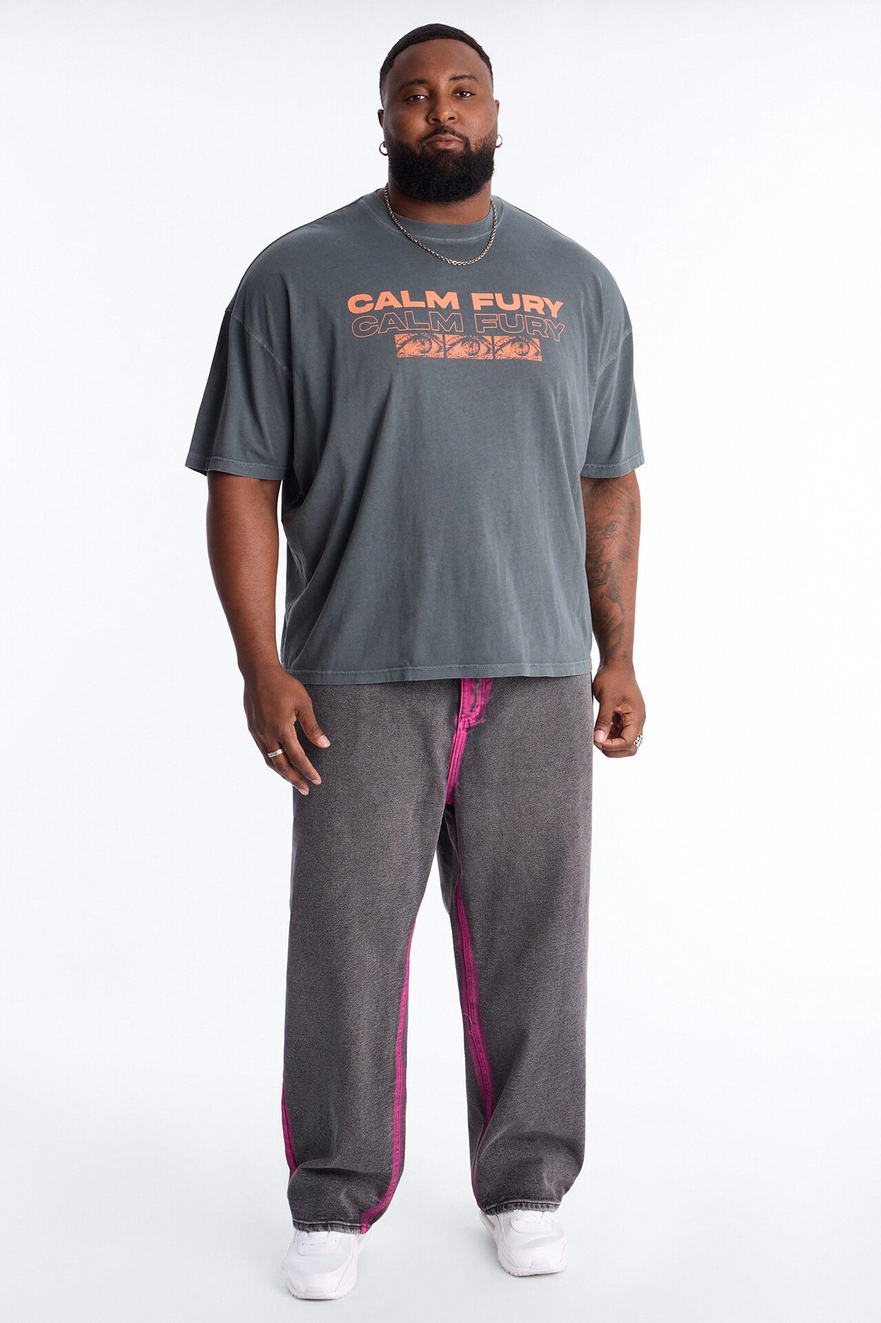 Calm Fury Oversized Short Sleeve Tee - Grey