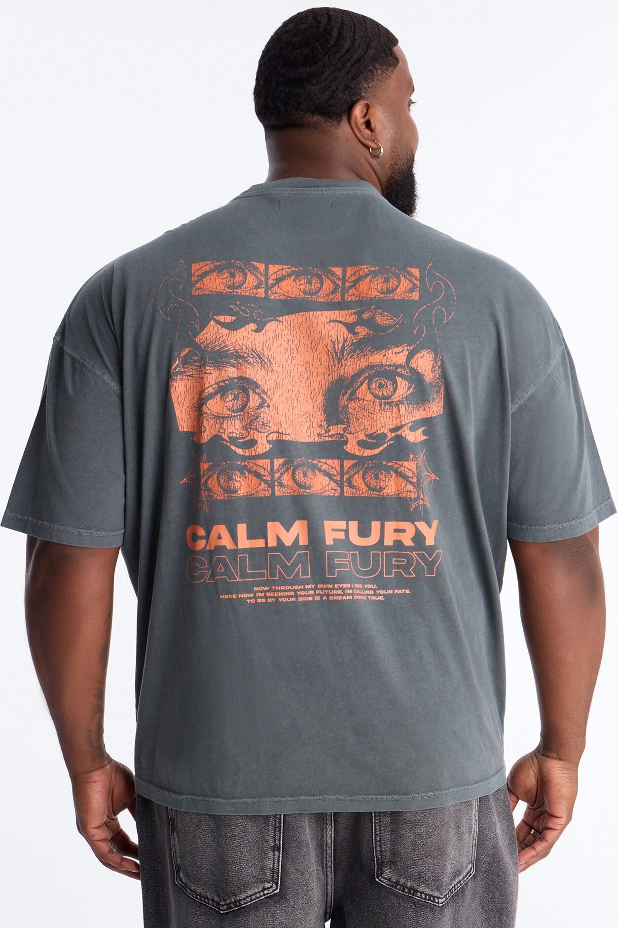 Calm Fury Oversized Short Sleeve Tee - Grey