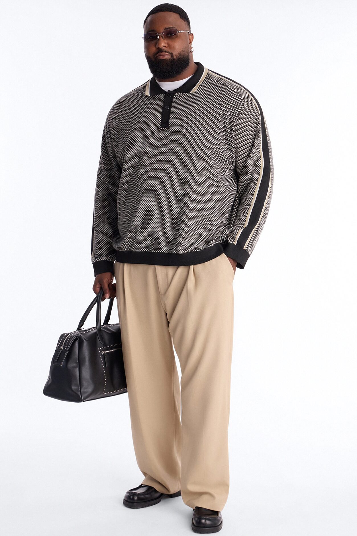Ashford Knitted Long Sleeve Polo - Black