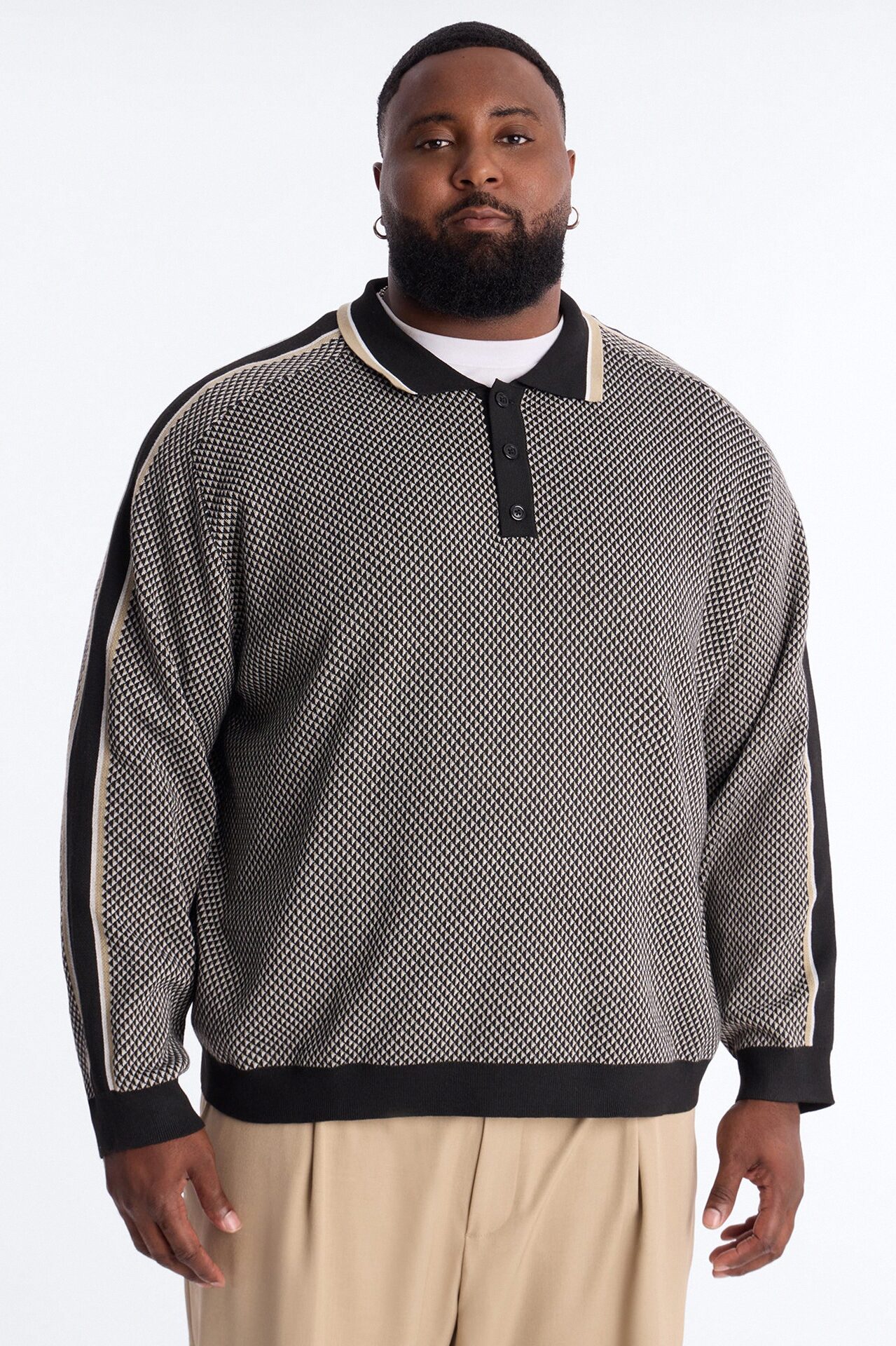 Ashford Knitted Long Sleeve Polo - Black