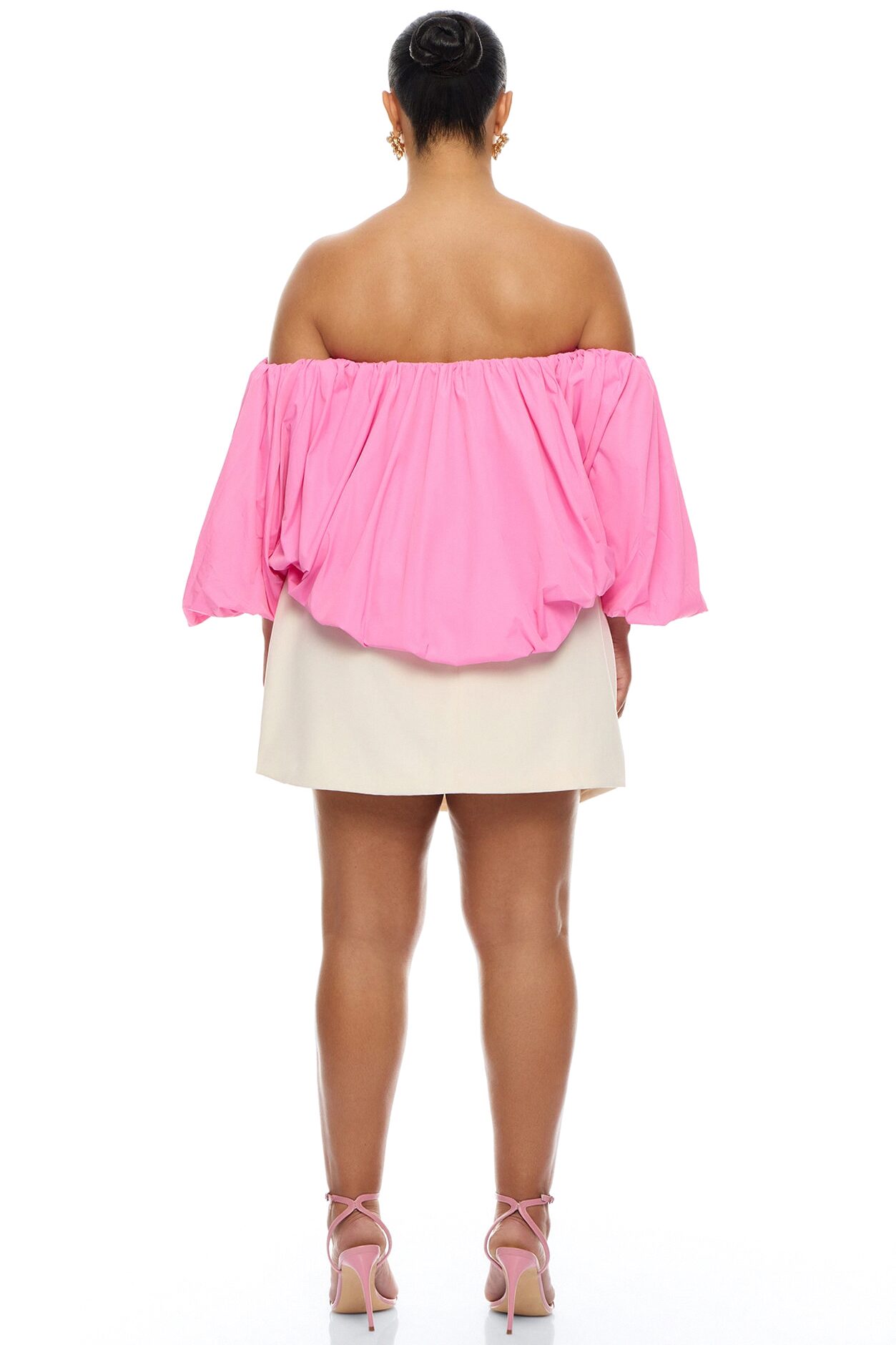 Olyvia Off Shoulder Taffeta Top - Pink
