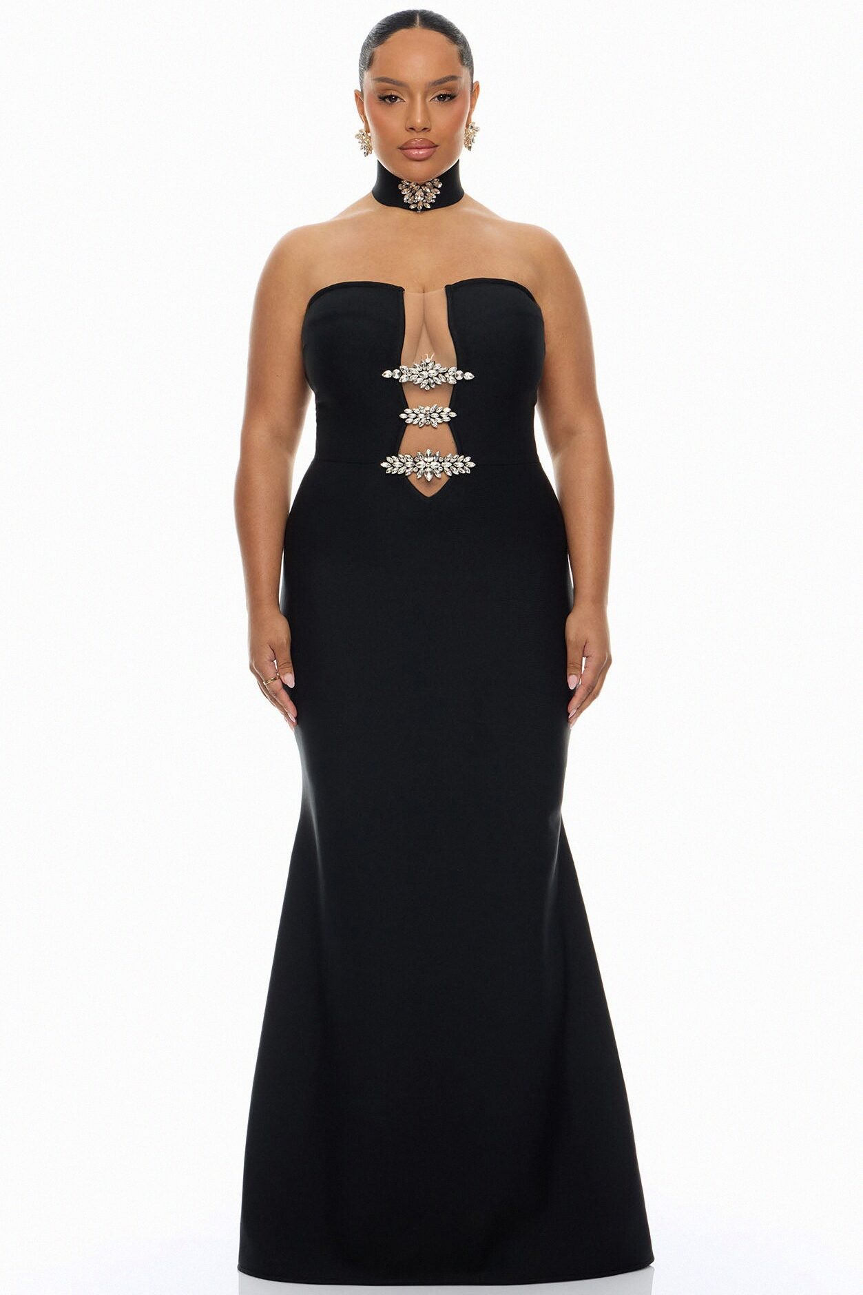 Brandi Choker Bandage Gown - Black