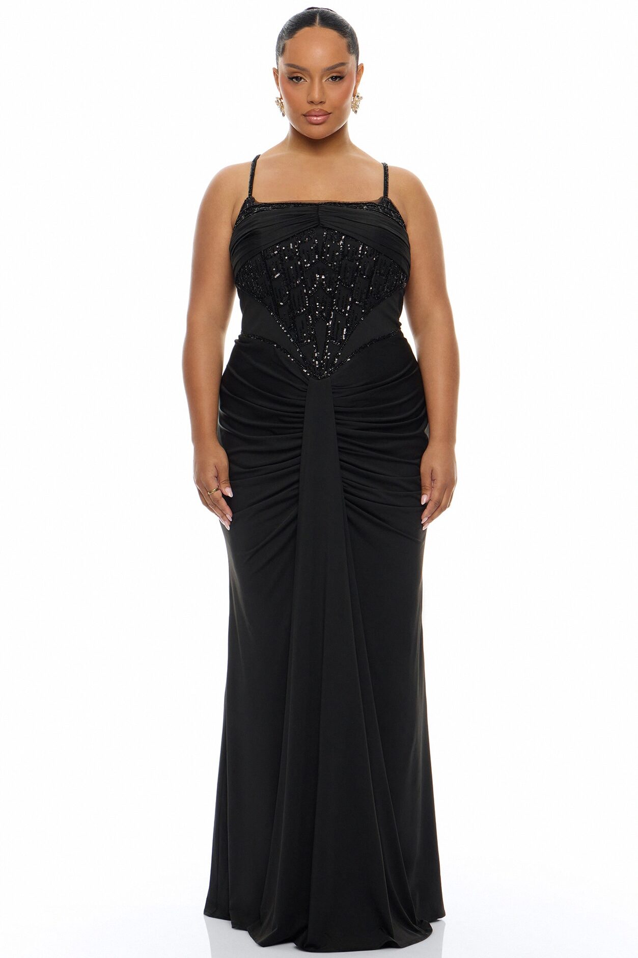 Party All Night Embellished Maxi Dress - Black