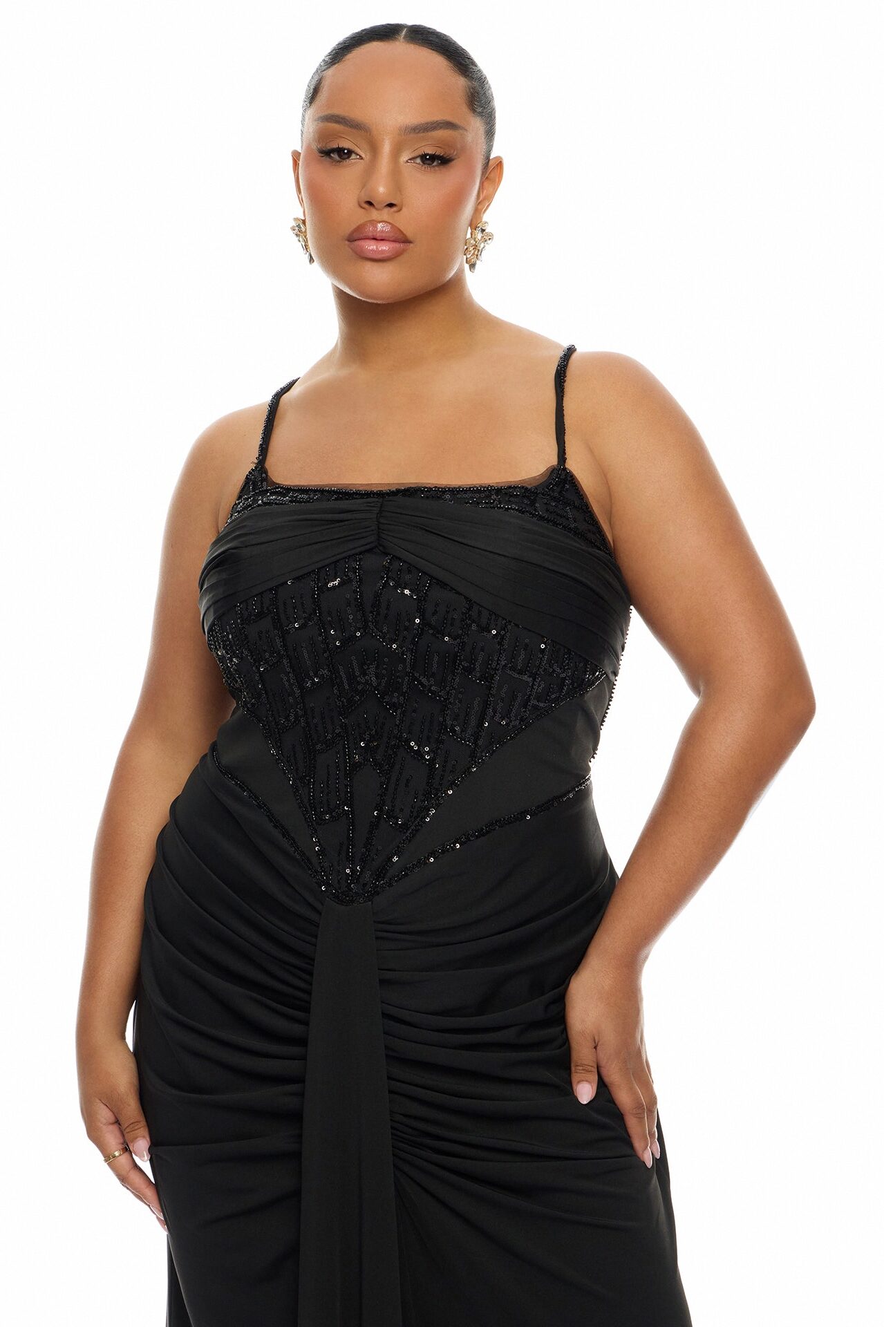 Party All Night Embellished Maxi Dress - Black