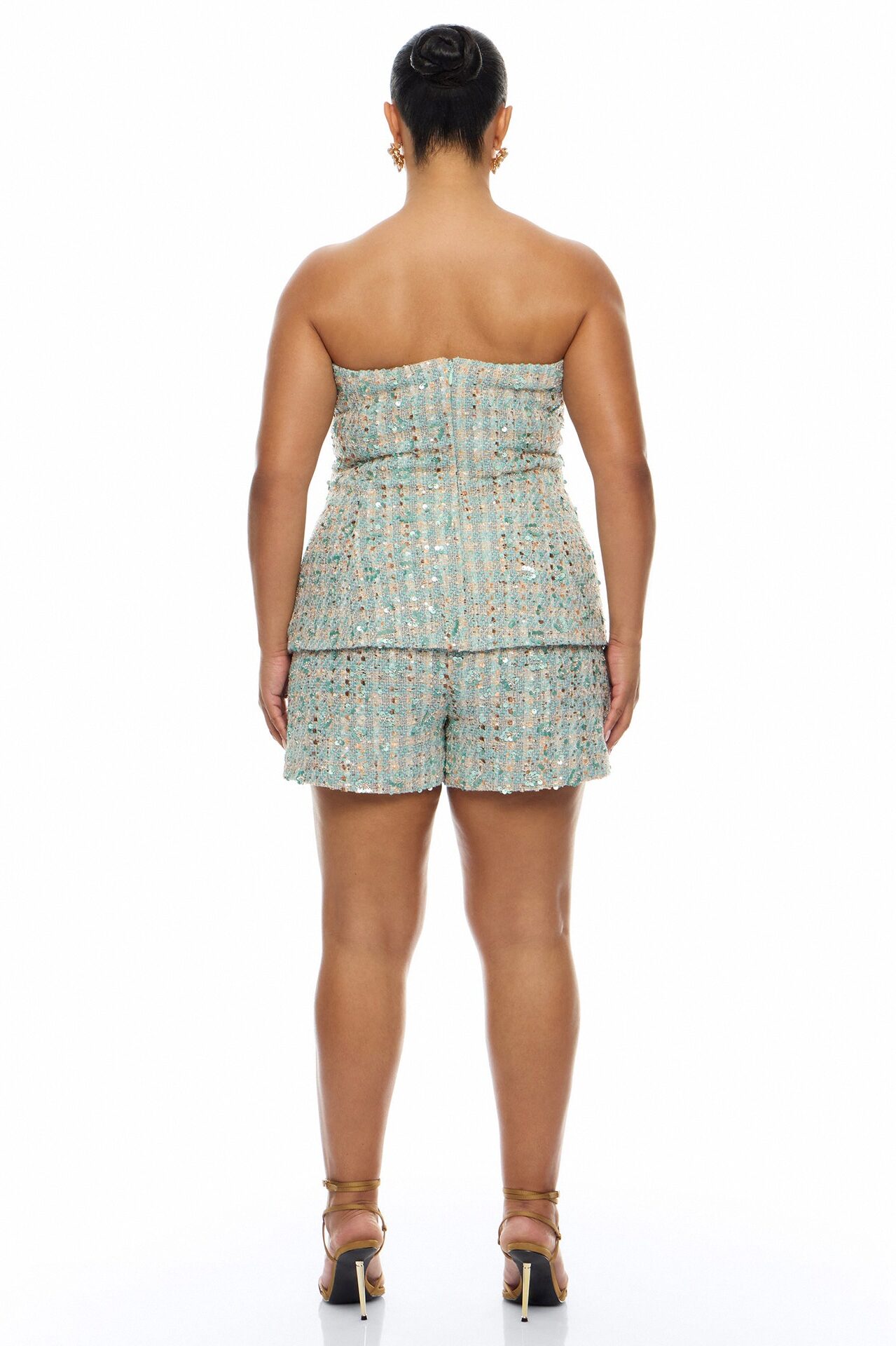 Maeve Embellished Tweed Short Set - Mint