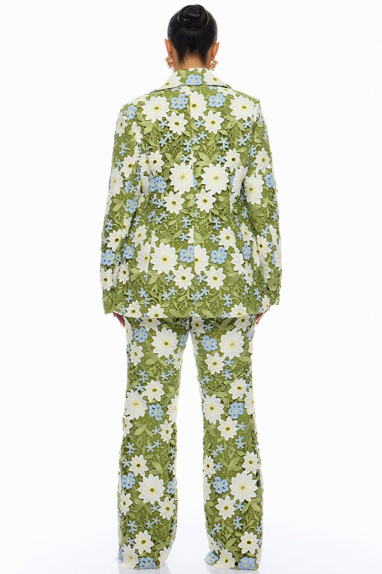 Dani Floral Embroidered Blazer - Chartreuse