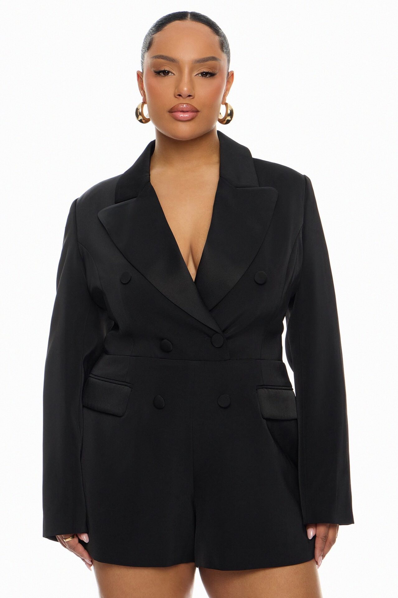 Unbothered Blazer Romper - Black