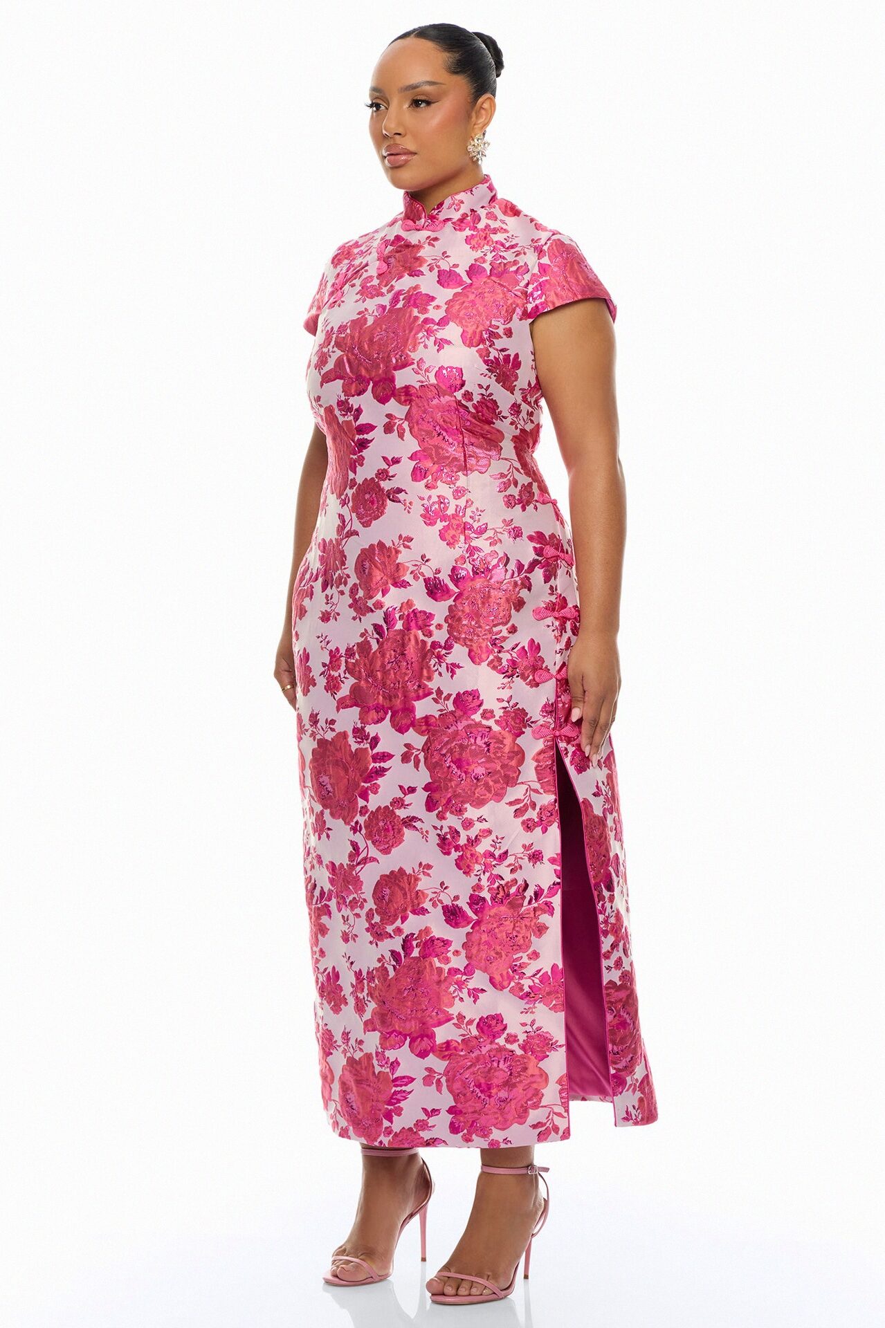Modern Bloom Jacquard Maxi Dress - Pink/combo