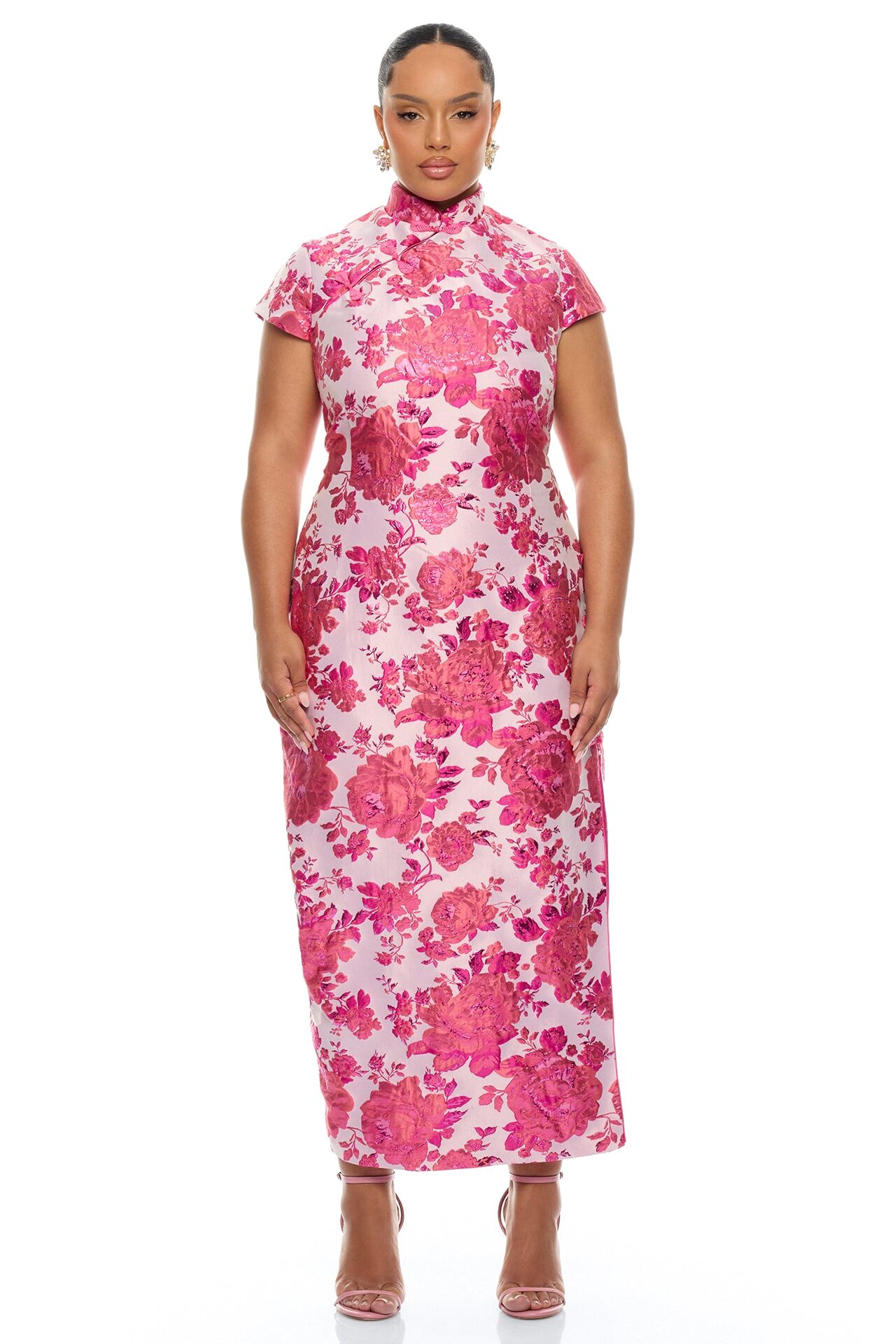 Modern Bloom Jacquard Maxi Dress - Pink/combo