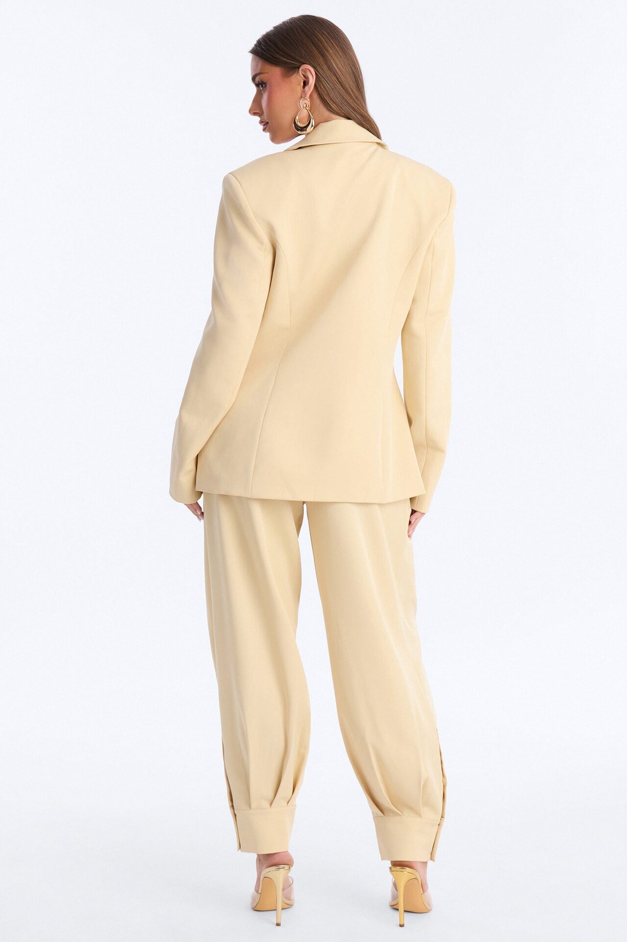 Clara Blazer Balloon Pant Set - Beige