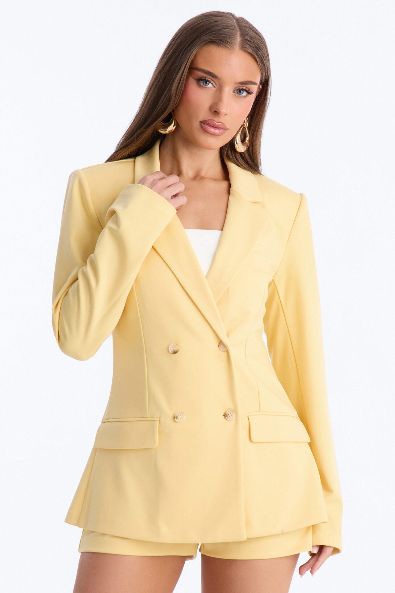 Bright Intentions Blazer Short Set - Yellow