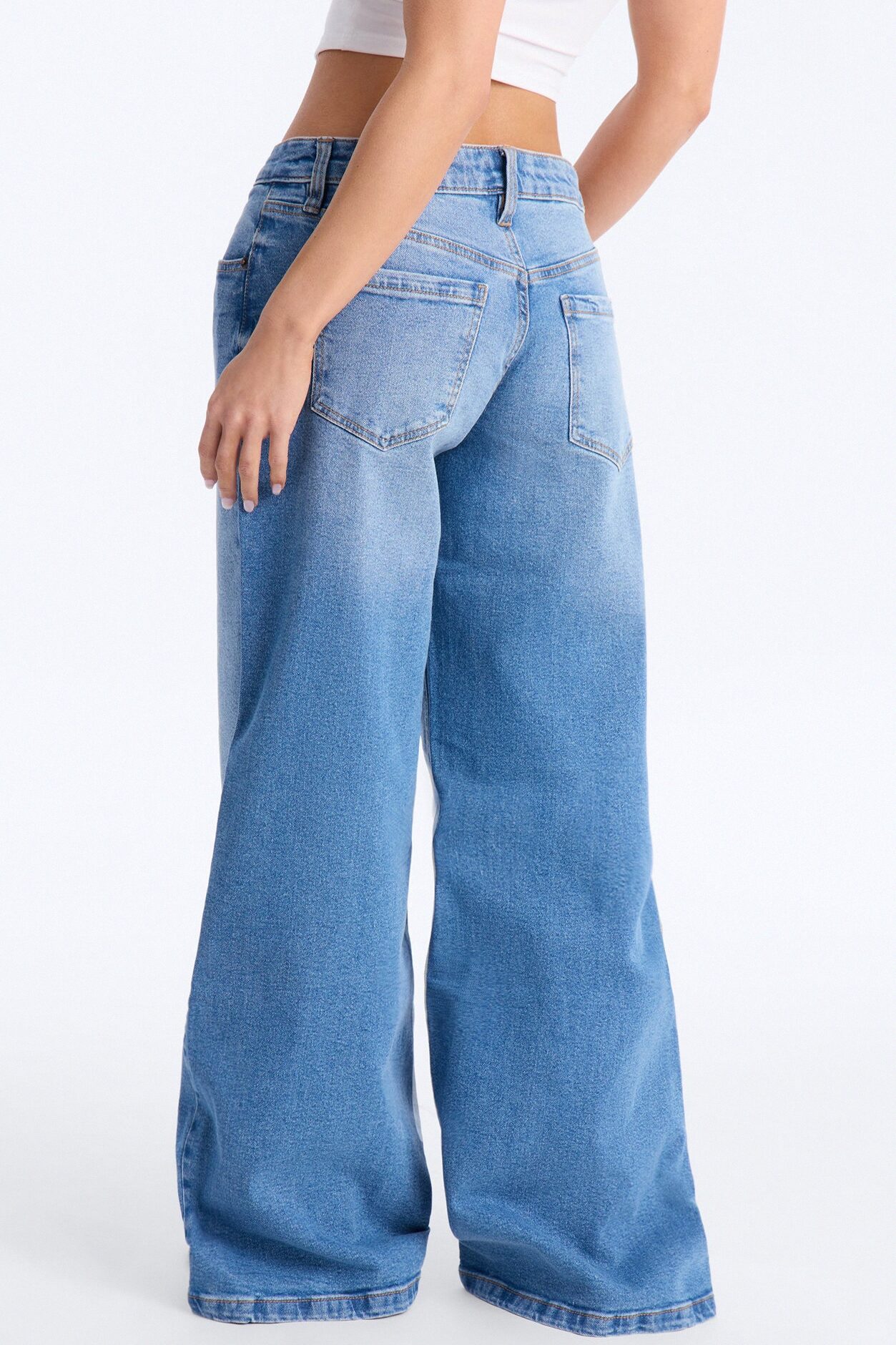 Southie Stretch Wide Leg Jeans - Medium Wash